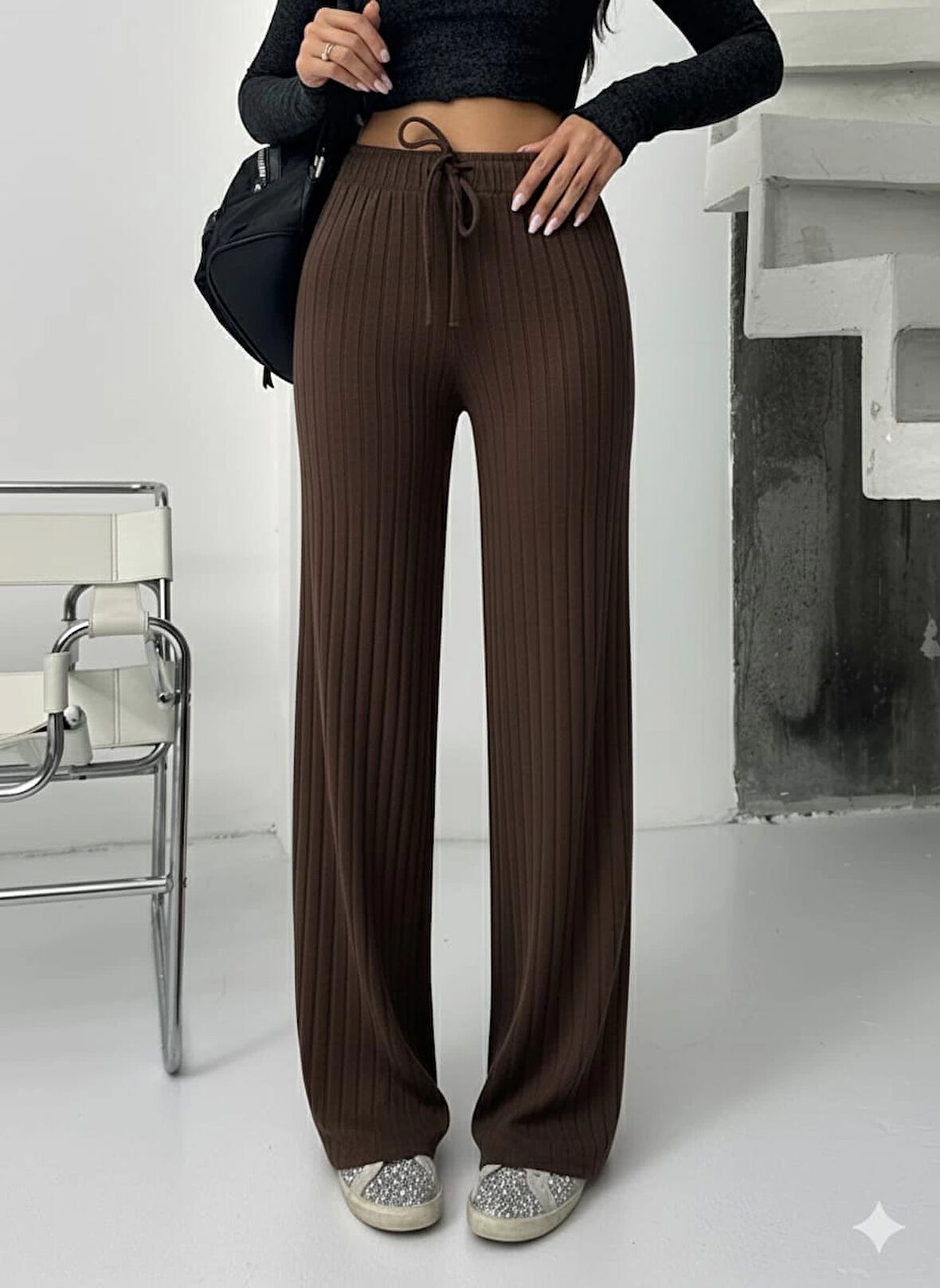 Fitilli şardonlu pantolon kahve a4058