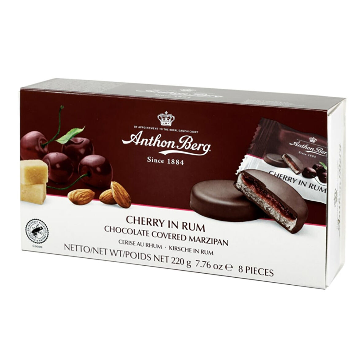 Anthon Berg Bitter Çikolata Kaplı Rom Vişne Dolgulu Badem Ezmesi - Cherry in Rum Chocolate Covered Marzipan 220 gr