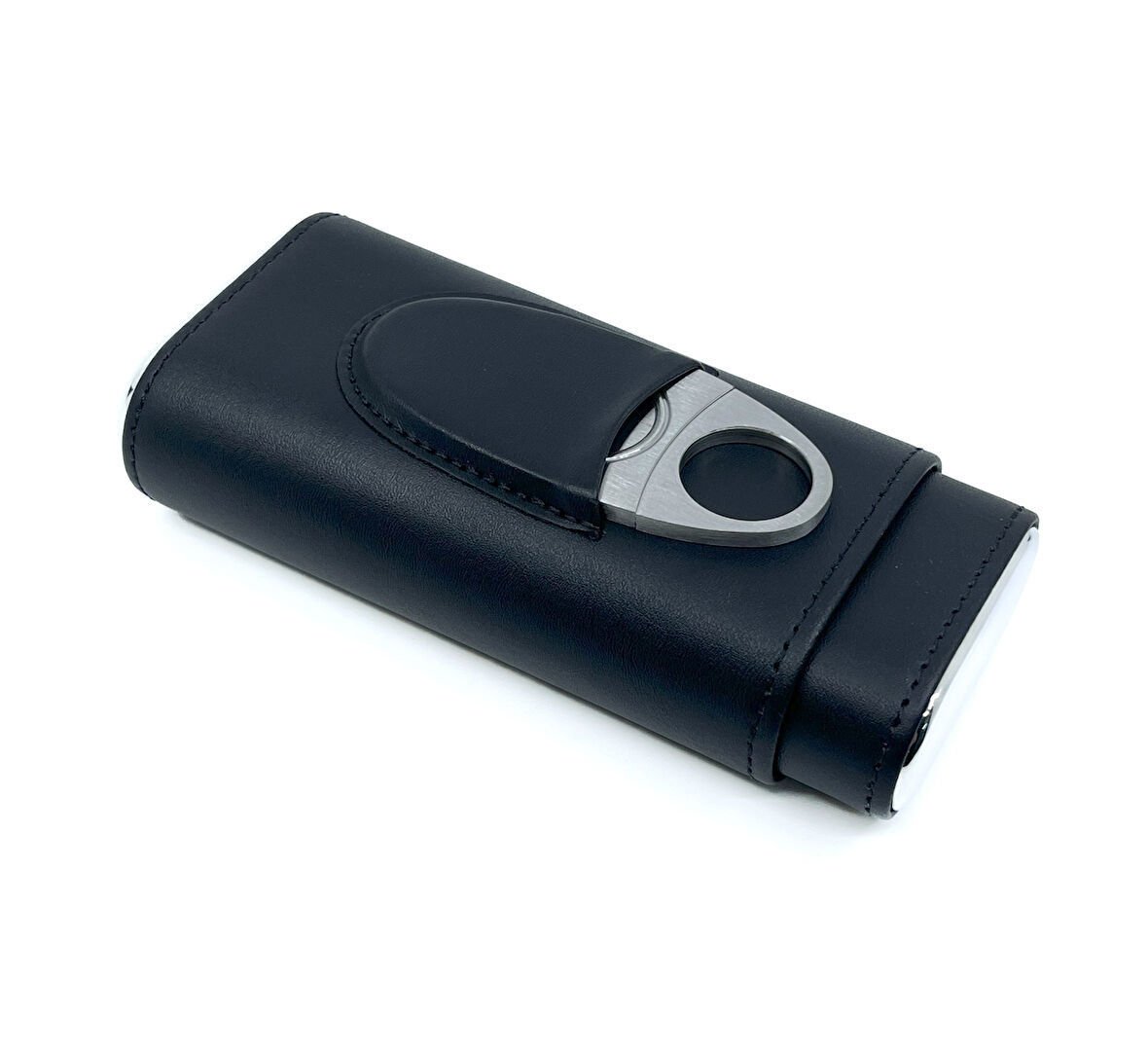 FireBird Deri Puro Kılıfı/Seyahat Humidoru ve Puro Kesici Set - Siyah