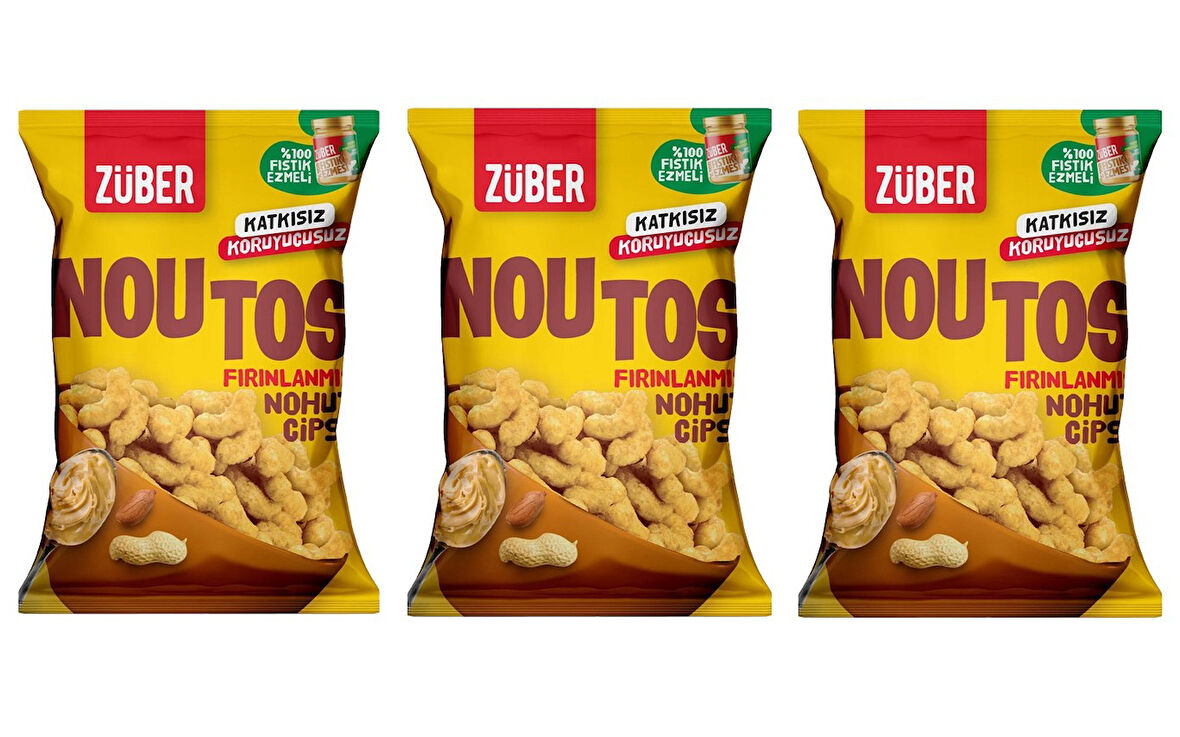 Züber Noutos Nohut Cipsi %100 Fıstık Ezmeli 55gr (3 ADET)