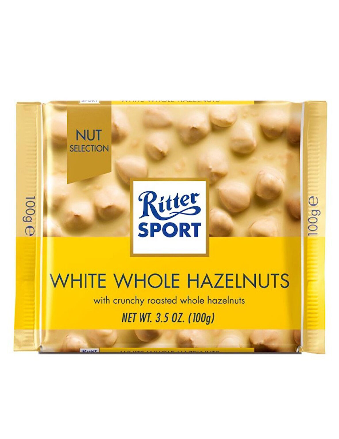 Ritter Sport White Whole Hazelnuts Bütün Fındıklı ve Çıtır Pirinçli Beyaz Çikolata 100 g