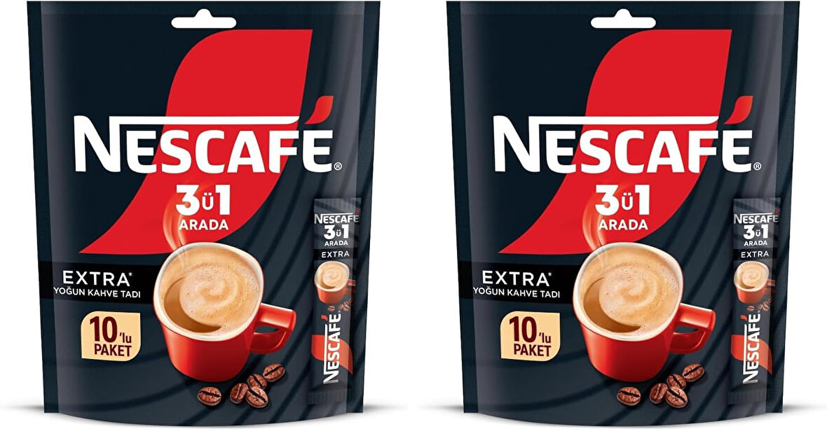 Nescafe 3ü1 Arada Extra Yoğun Kahve Tadı Granül Kahve 10'lu Paket (2 ADET)