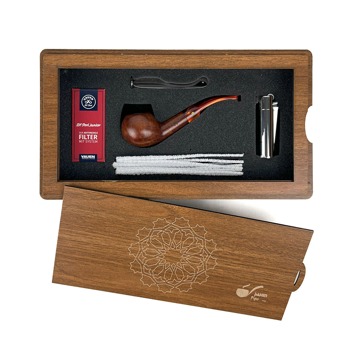 Özel Ahşap Kutusunda Şahin Pipo Seti Model - 5