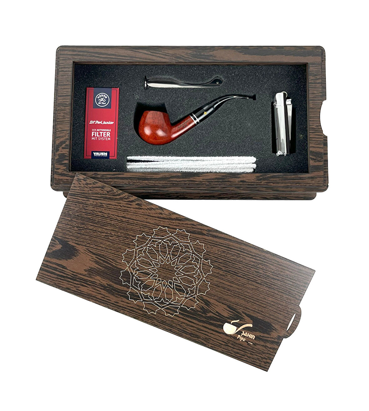 Özel Ahşap Kutusunda Şahin Pipo Seti Model - 1