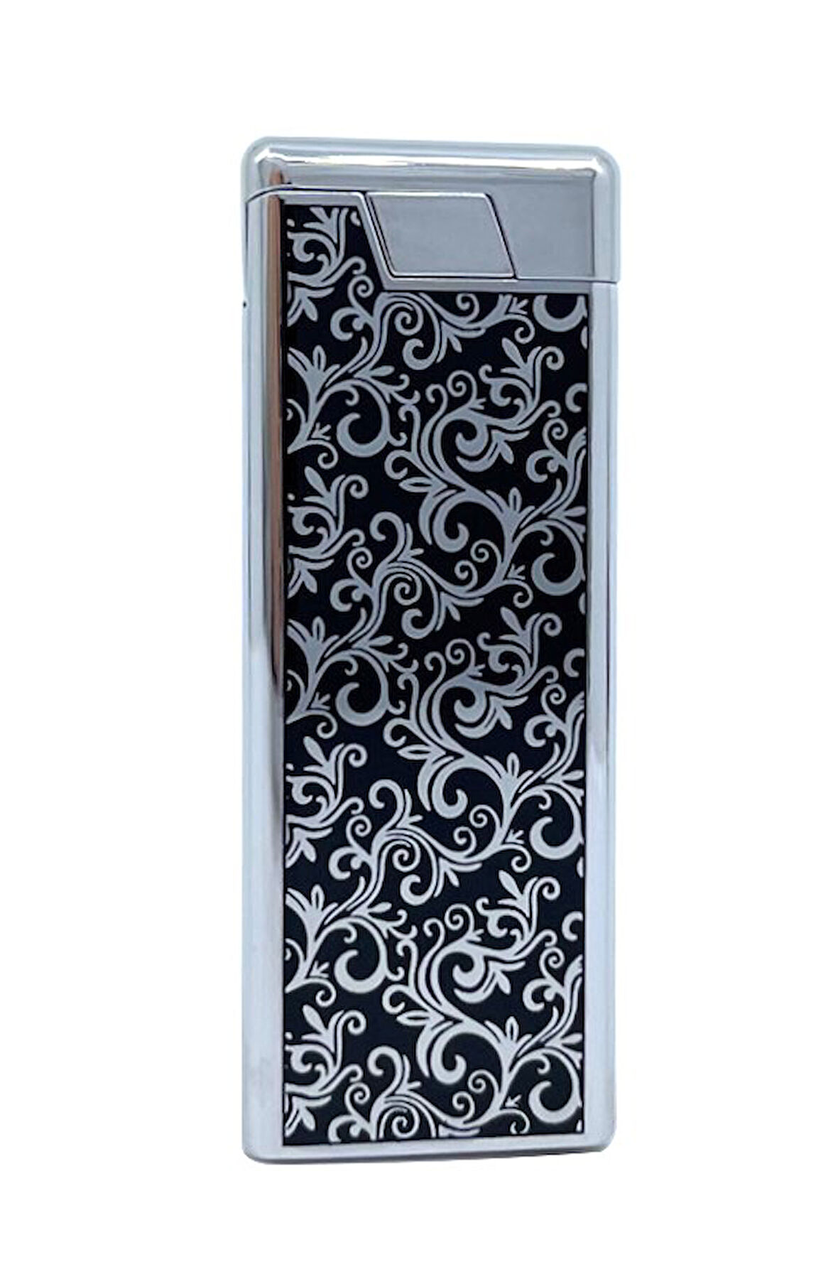 Metal Mum Alev Slim Çakmak Parlak Gri Model -1