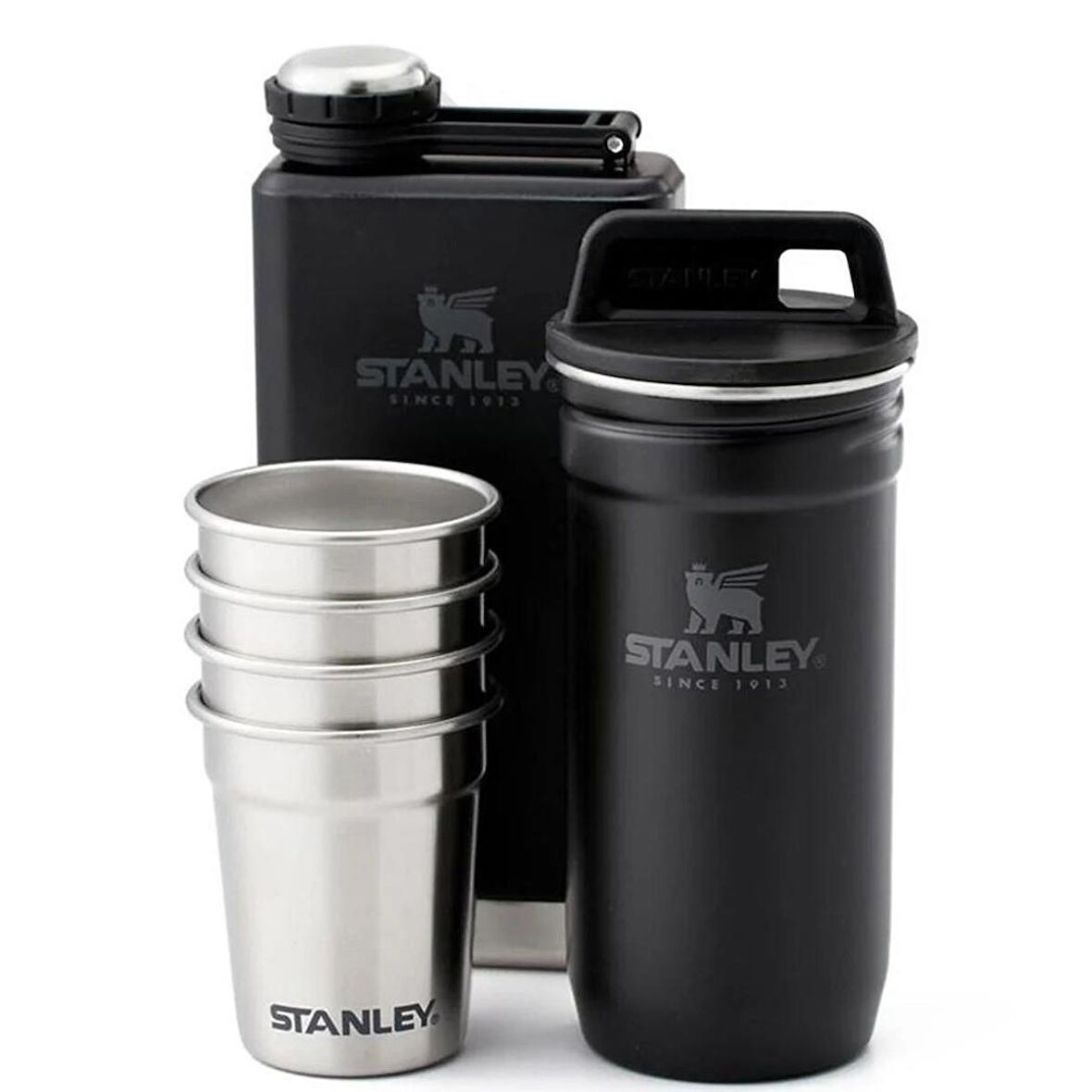 Stanley Adventure Çelik Shot Bardak ve Matara Seti - Matte Black Pebble