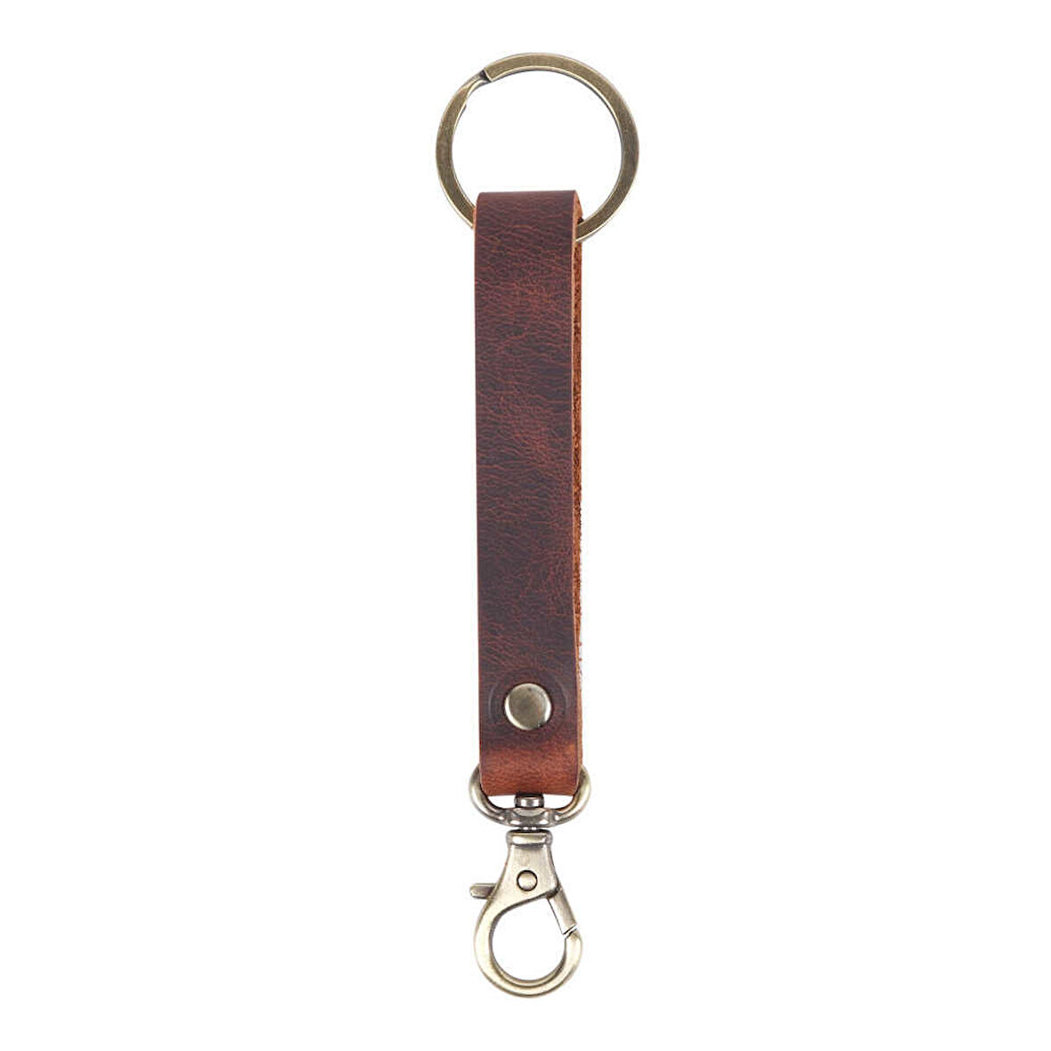 Deri Kancalı Anahtarlık - Koyu Kahverengi