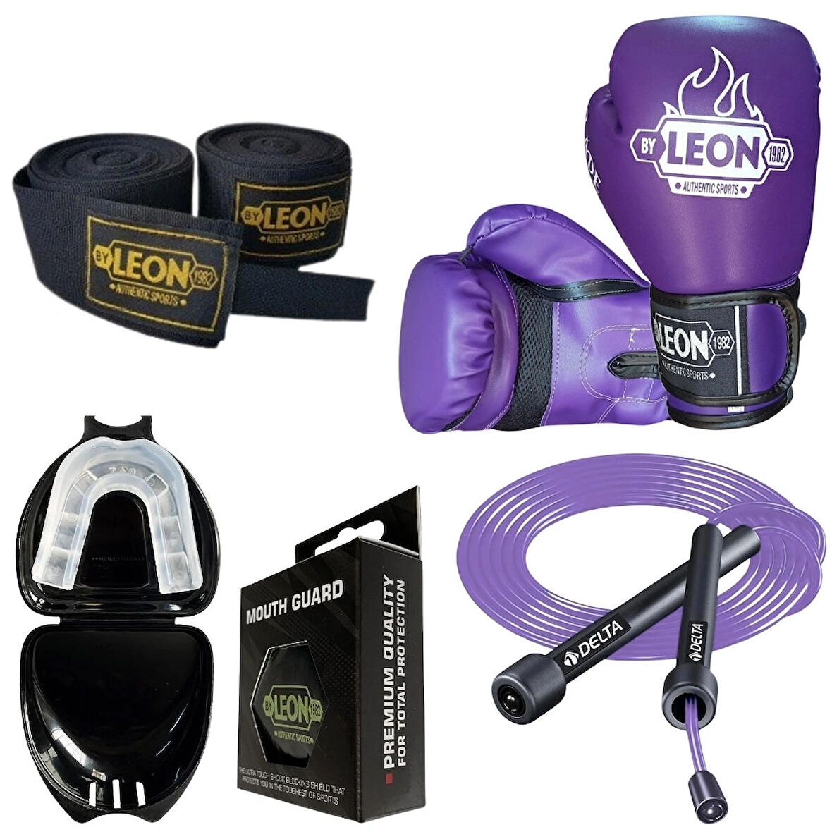 Leon Blade Training Boks Eldiveni, Bandaj Dişlik Atlama İpi Seti Mor