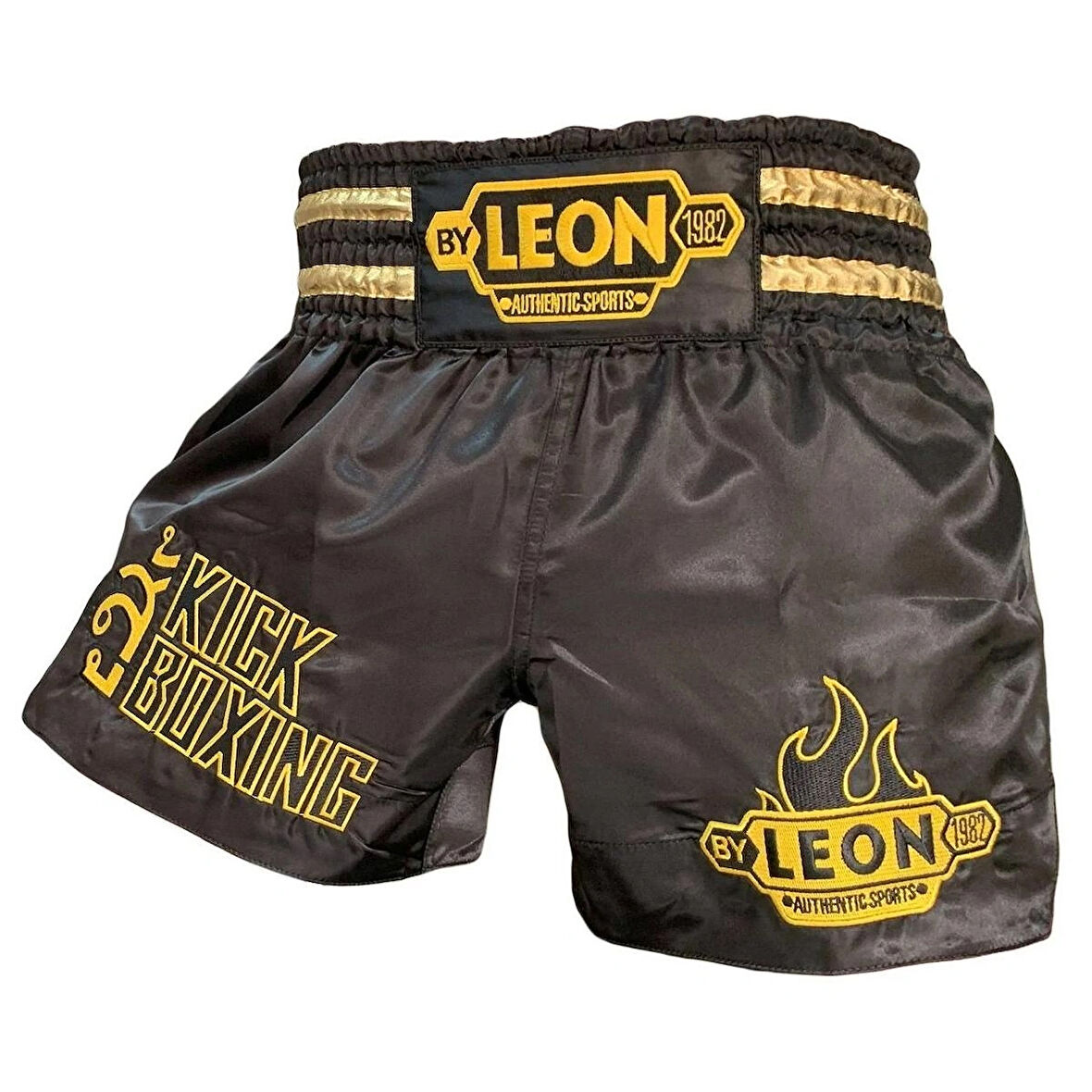 Leon Kick Boxing Nakışlı Kick Boks Şortu Siyah