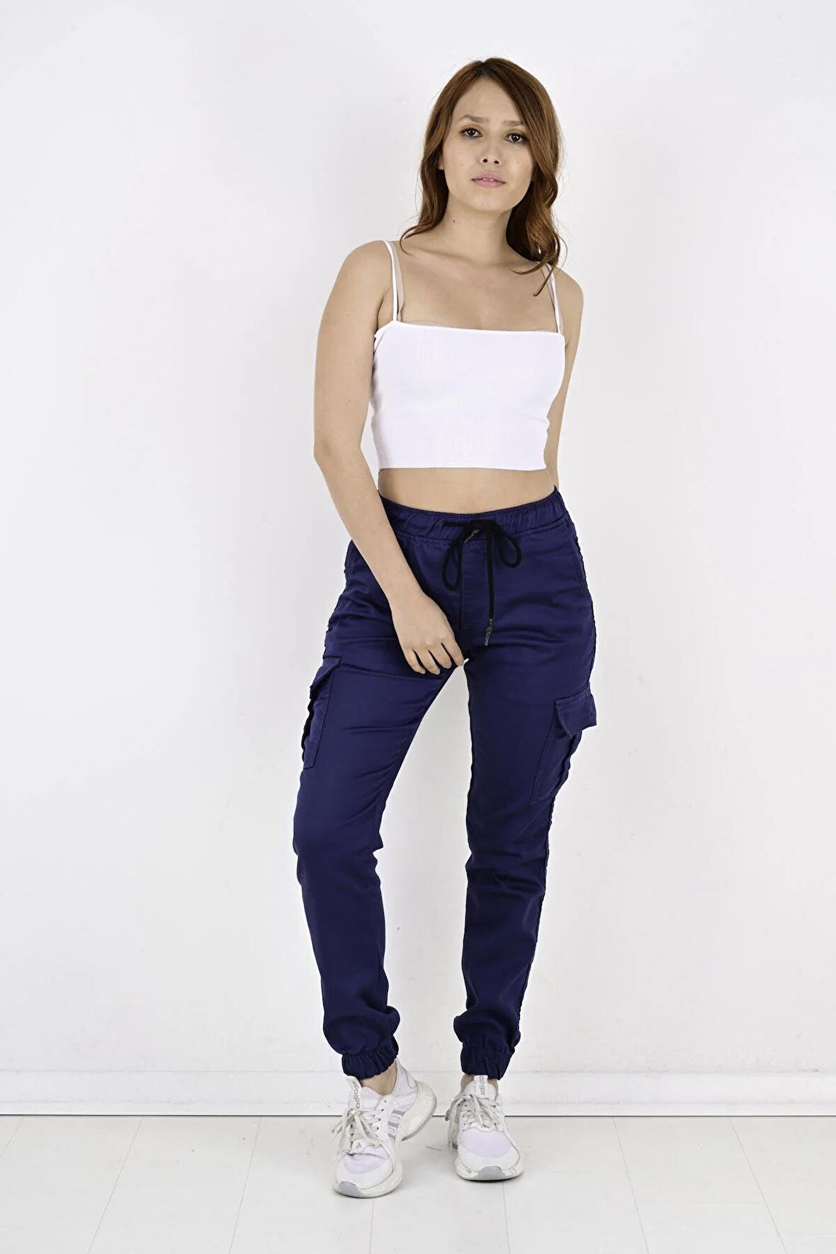 Bel Ve Paça Lastikli Yanları Kargo Cep Kadın Pantolon-19000