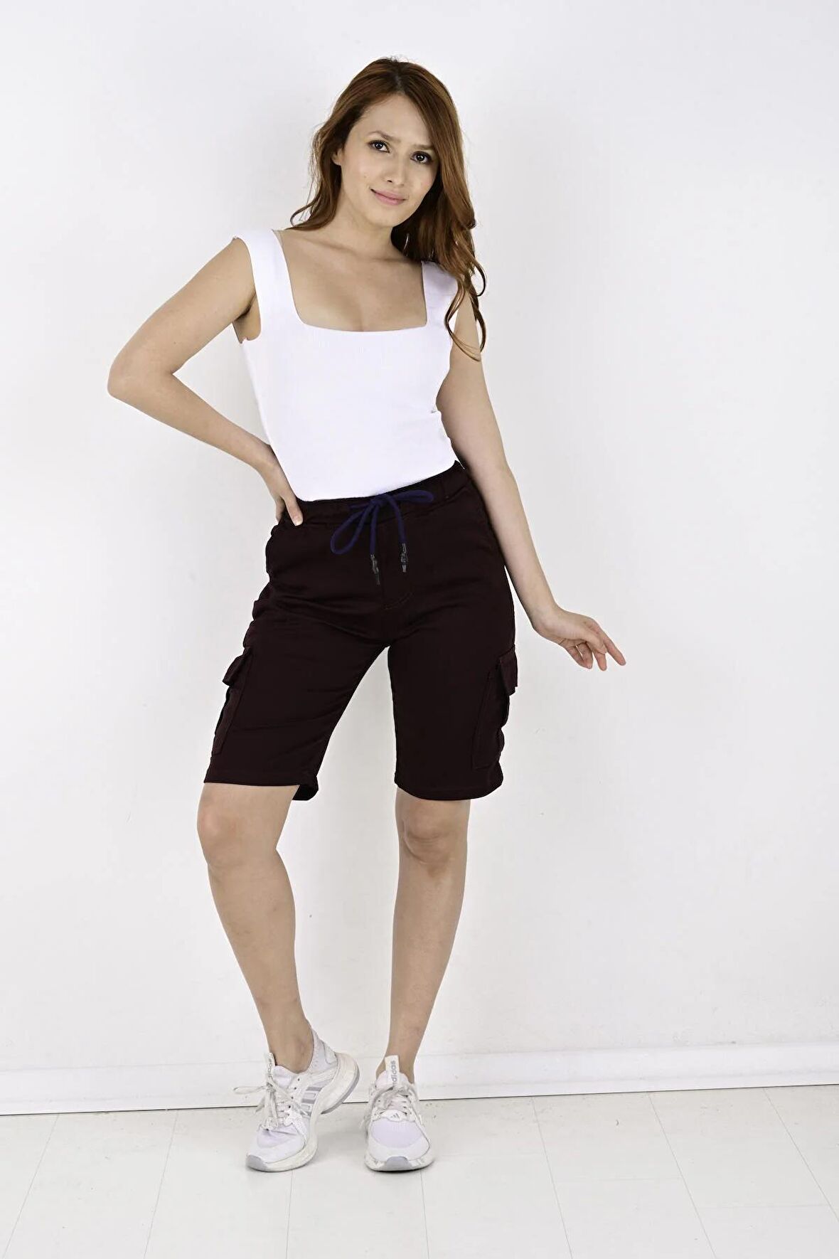 Kargo Cepli Kadın Gabardin Şort-7000