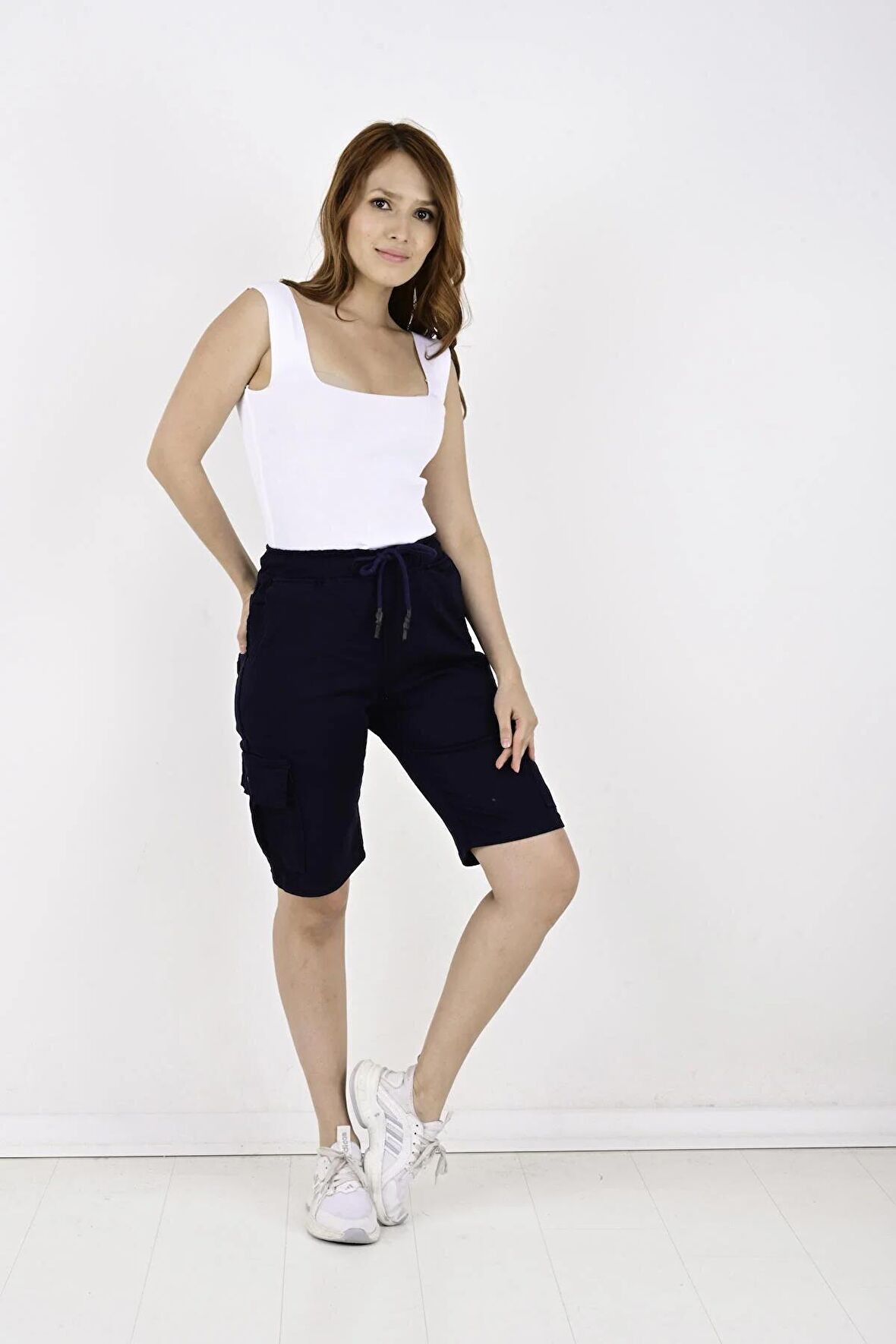 Kargo Cepli Kadın Gabardin Şort-7000