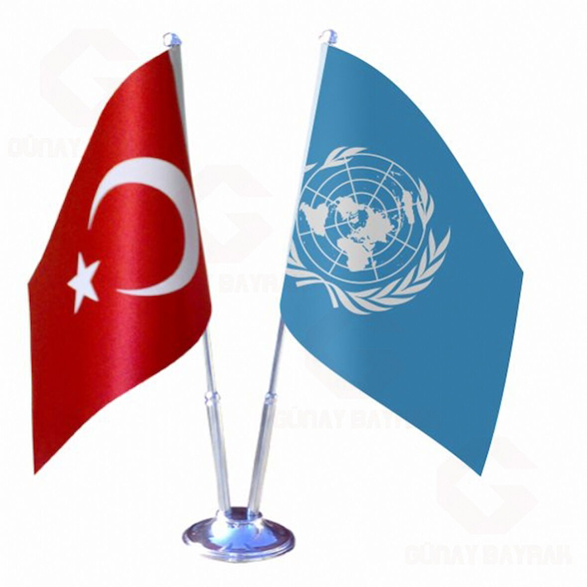 Birleşmiş milletler (BM) ve Türkiye ikili Masa Bayrağı Seti