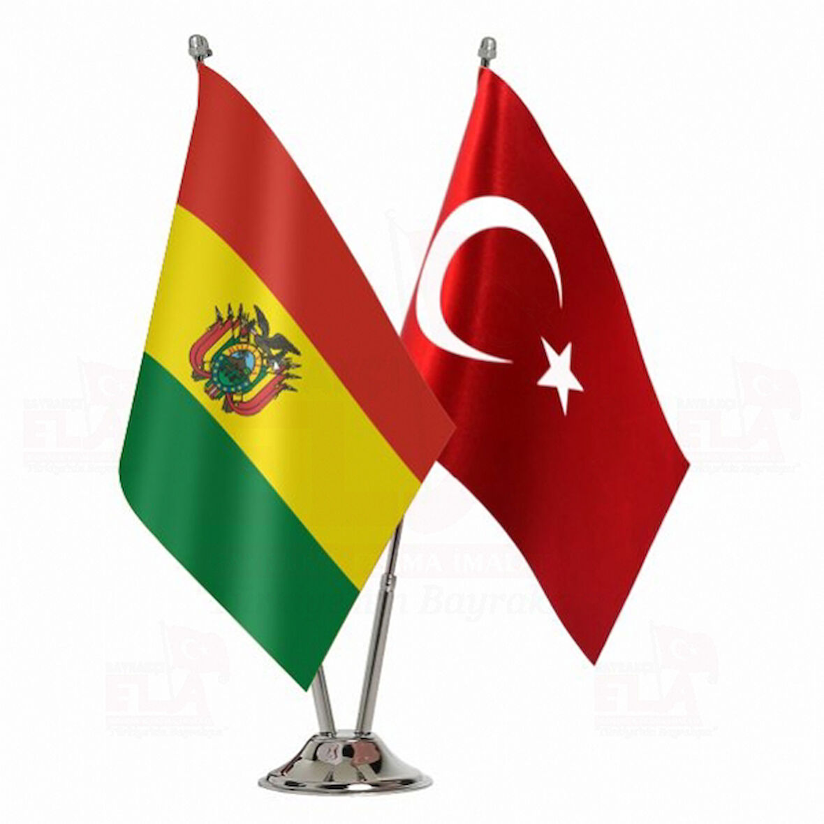 Bolivya ve Türkiye İkili Masa Bayrağı Seti