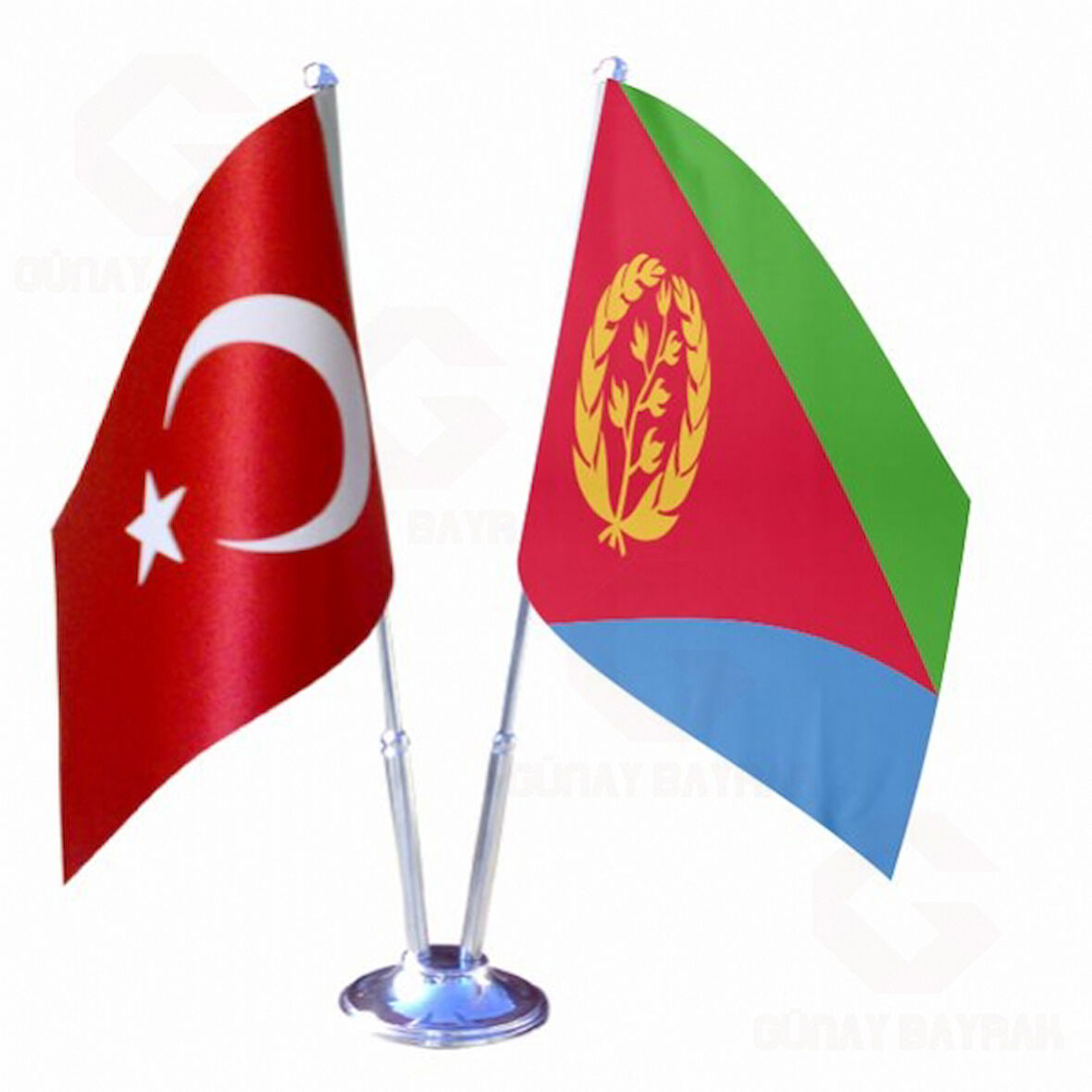 Eritre ve Türkiye ikili Masa Bayrağı Seti