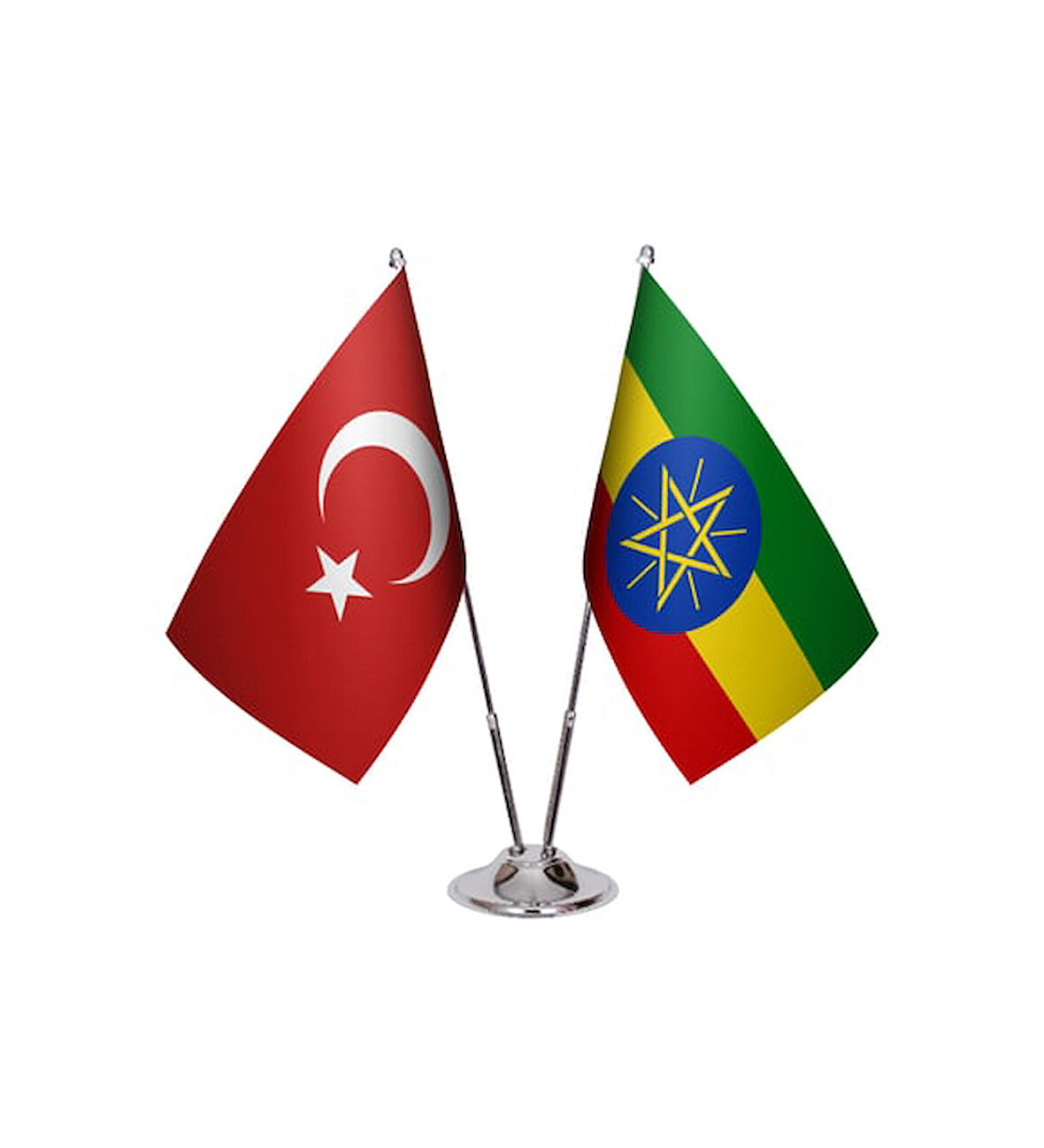 Etiopya ve Türkiye İkili Masa Bayrağı Seti