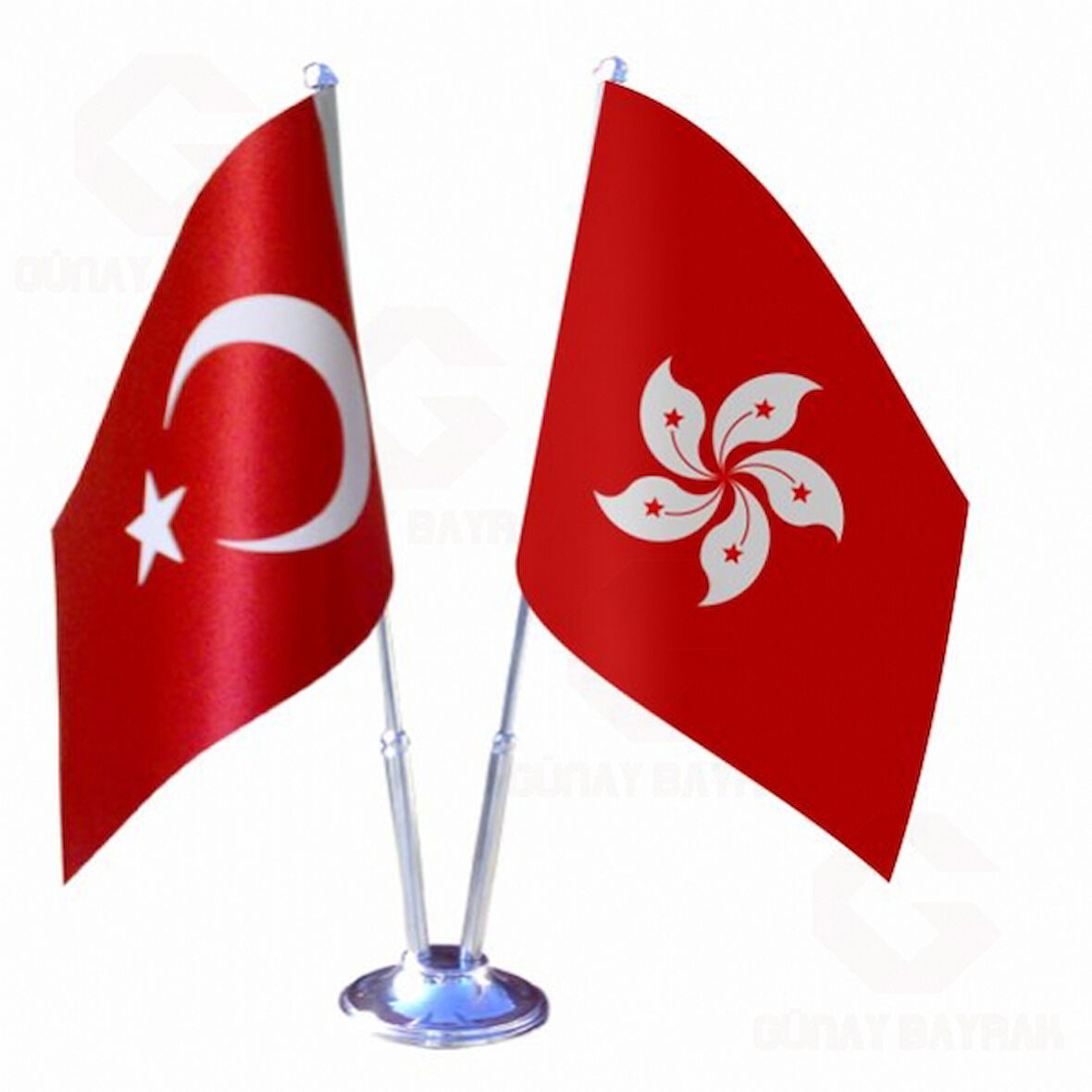 Hong Kong ve Türkiye ikili Masa Bayrağı Seti