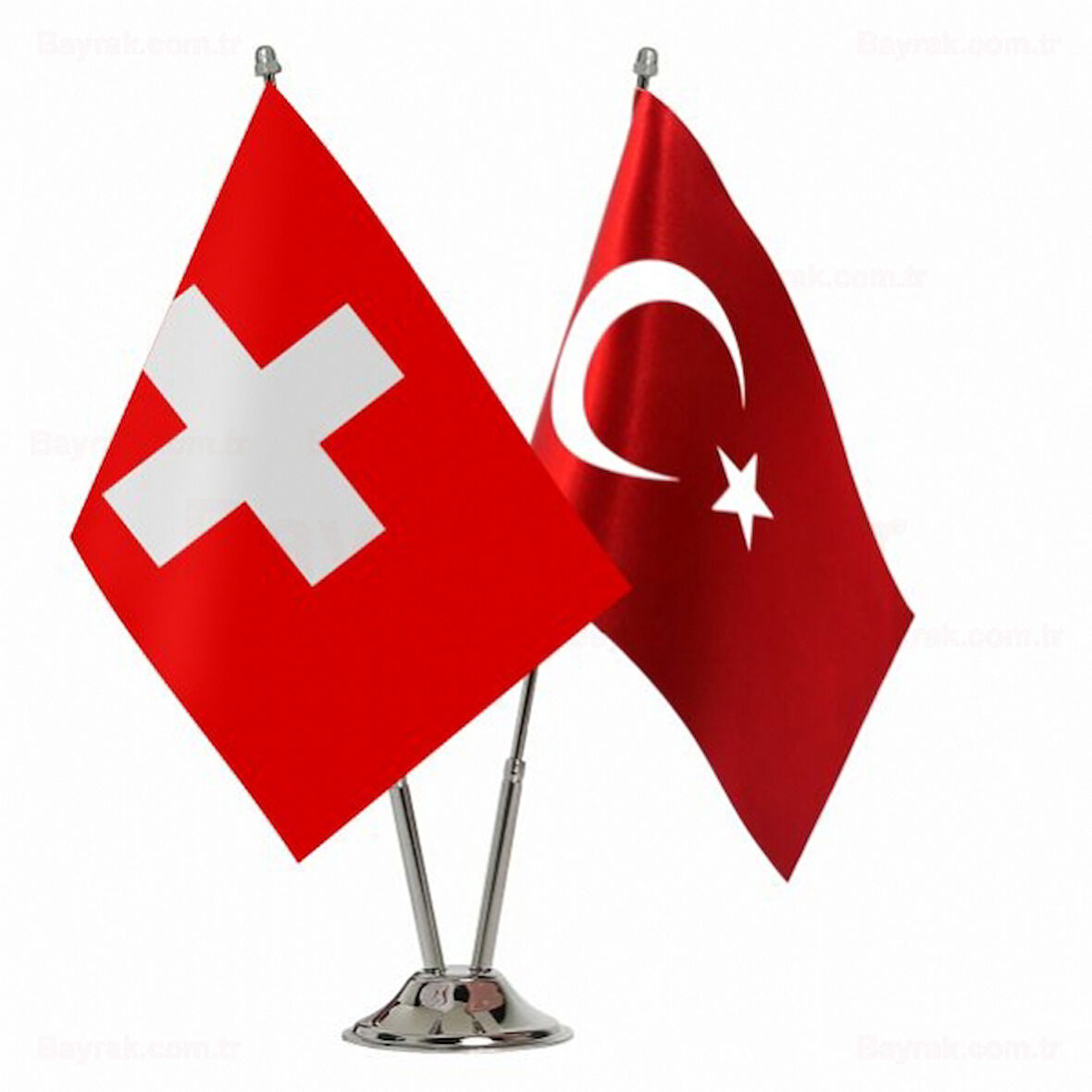 İsviçre ve Türkiye İkili Masa Bayrağı Seti