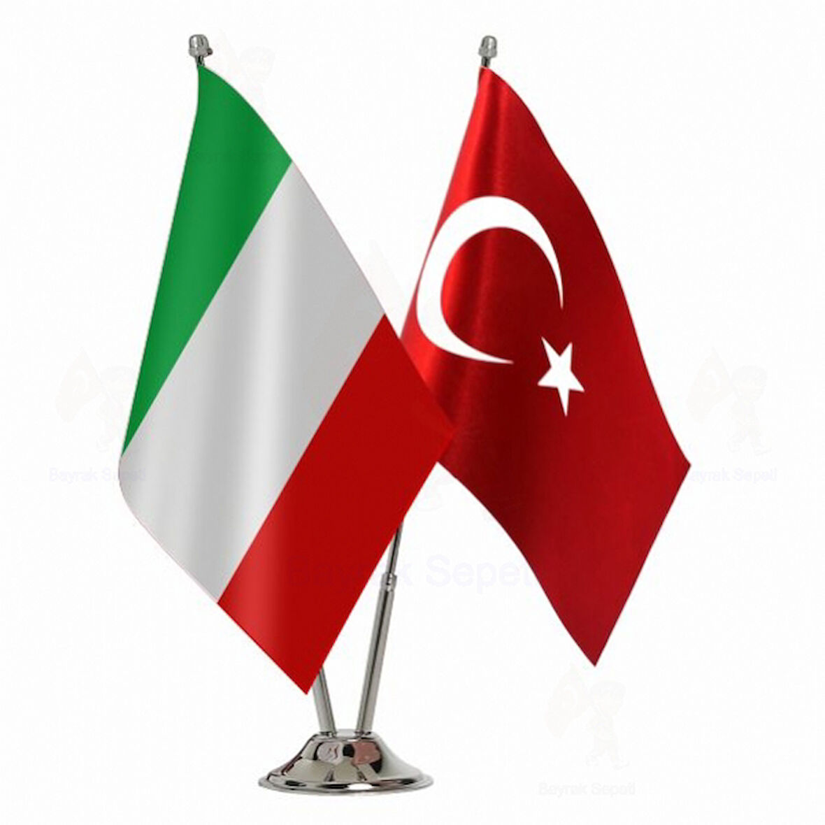 İtalya ve Türkiye İkili Masa Bayrağı Seti