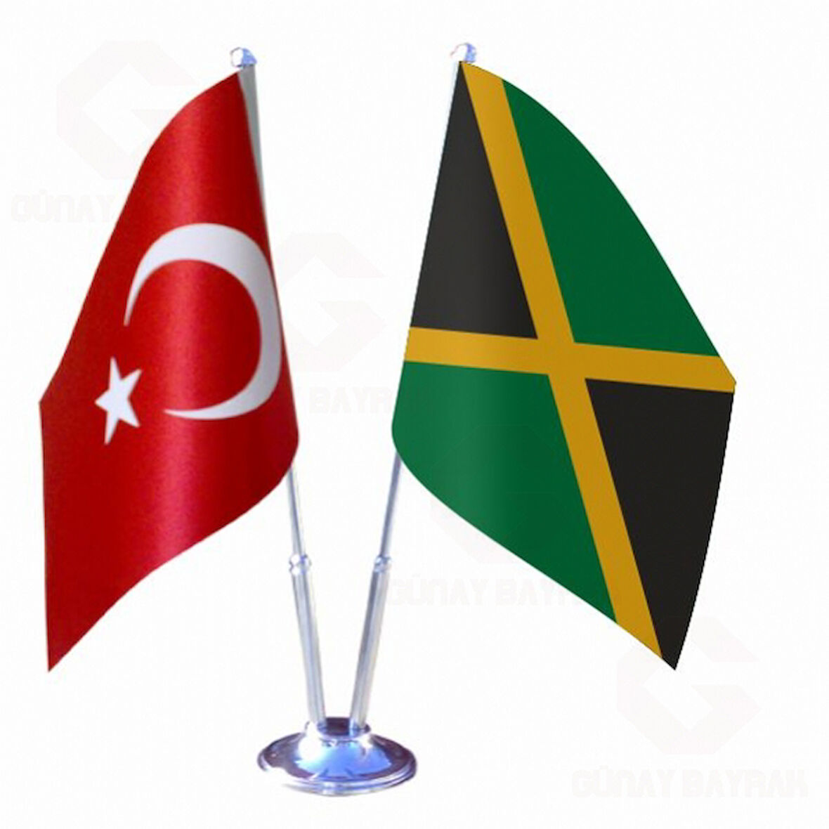 Jamaika ve Türkiye İkili Masa Bayrağı Seti