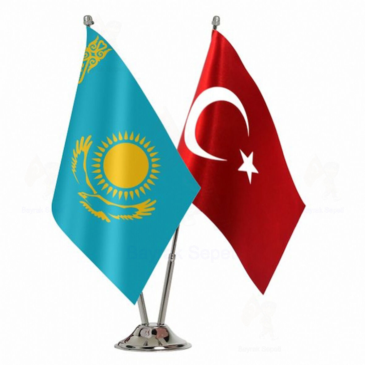 Kazakistan ve Türkiye İkili Masa Bayrağı Seti
