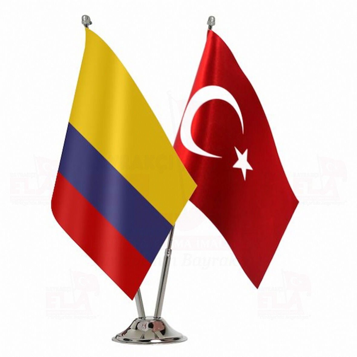 Kolombiya ve Türkiye İkili Masa Bayrağı Seti