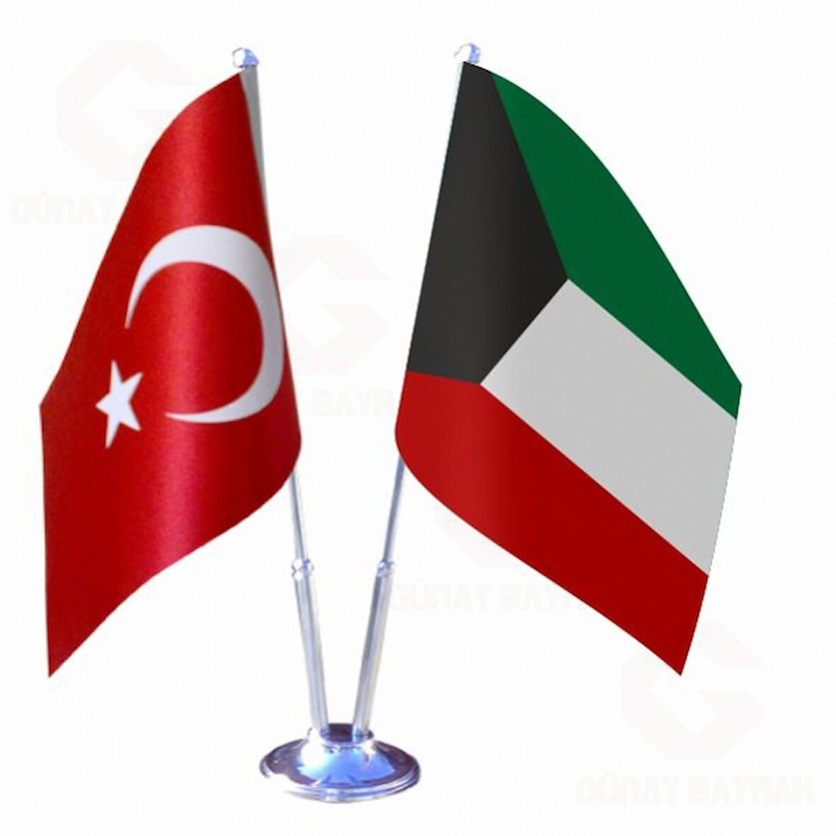 Kuveyt ve Türkiye İkili Masa Bayrağı Seti