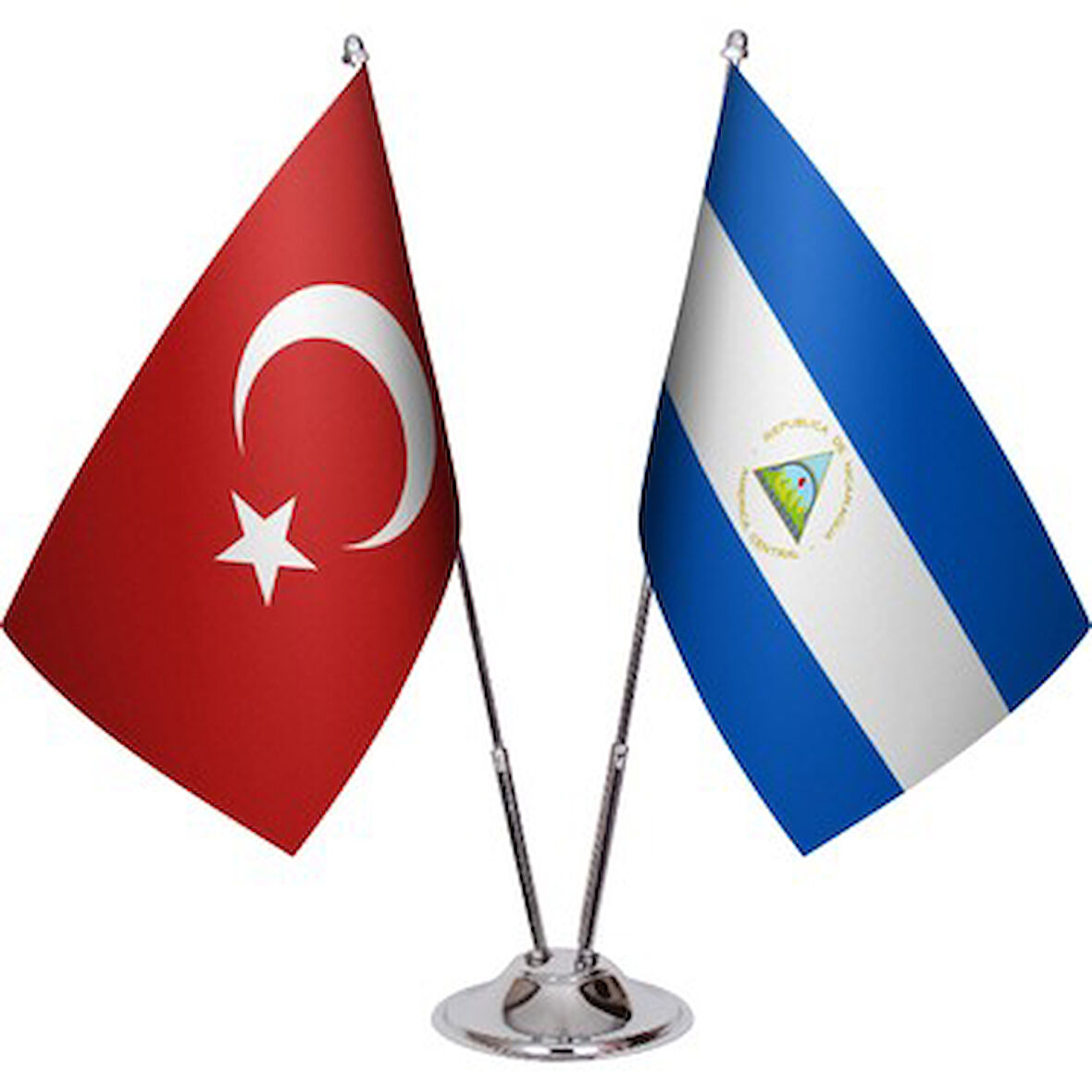 Nigaragua ve Türkiye İkili Masa Bayrağı Seti