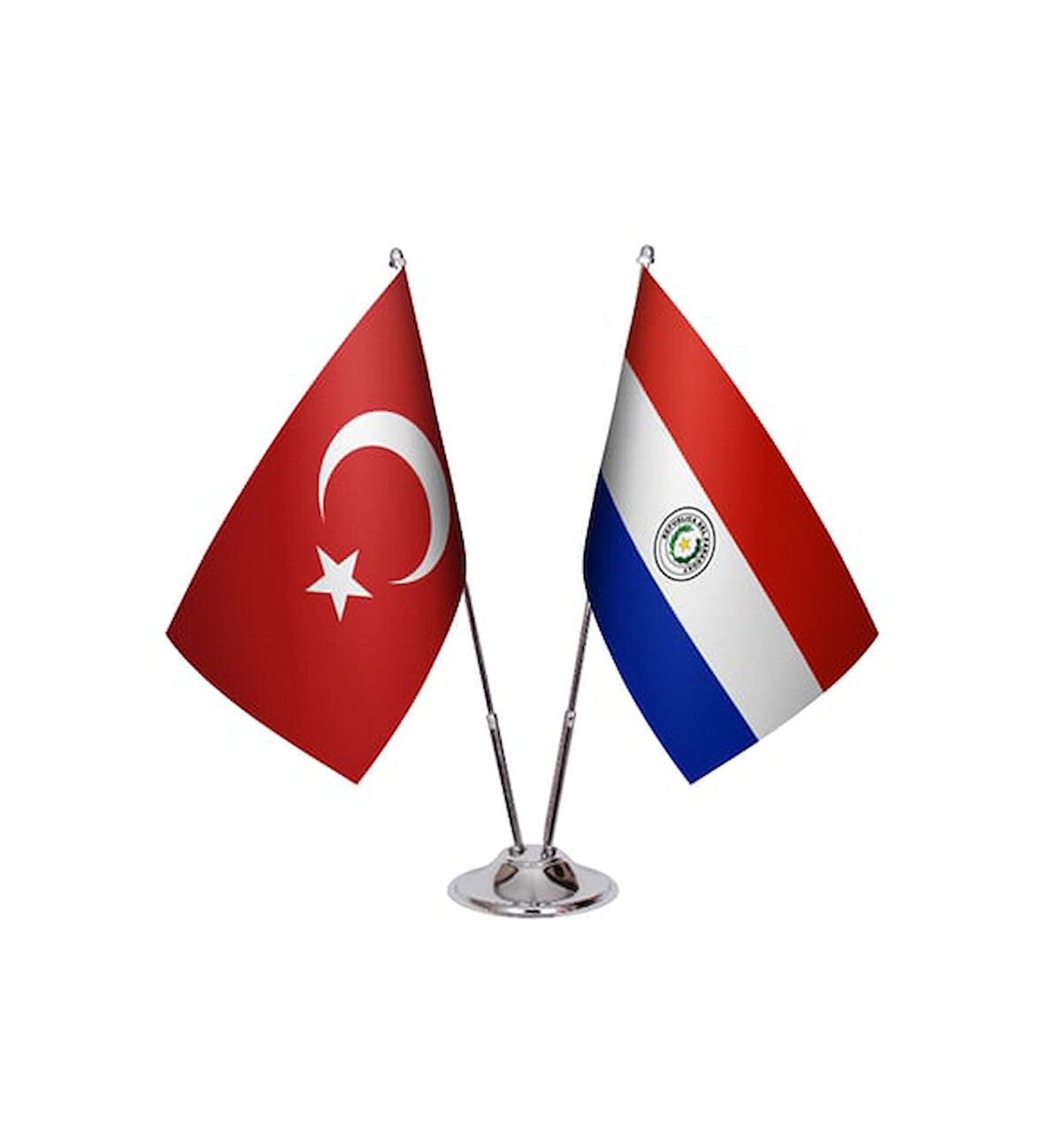 Paraguay ve Türkiye İkili Masa Bayrağı Seti