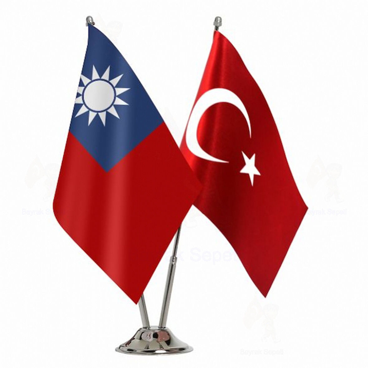 Tayvan ve Türkiye İkili Masa Bayrağı Seti
