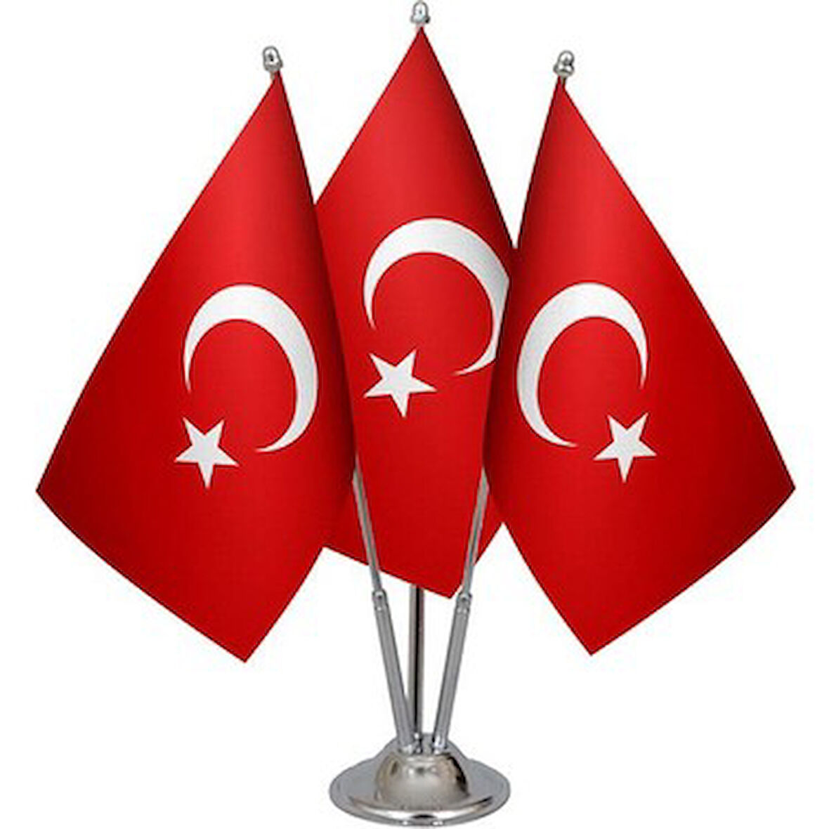 Türk Masa Bayrağı 15x22.5 cm Direkli Üçlü 