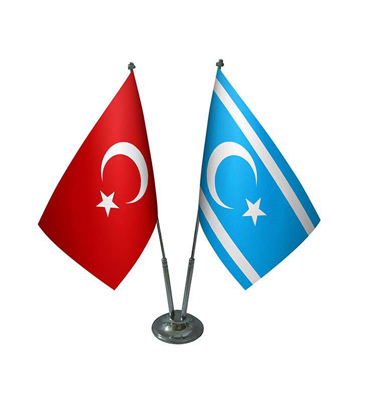 Türkmen ve Türkiye İkili Masa Bayrağı Seti