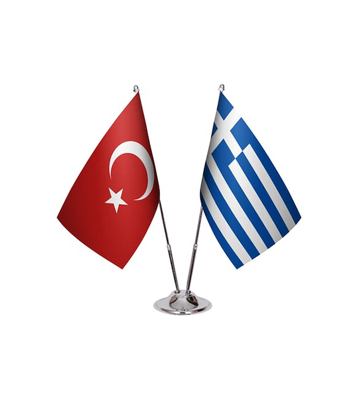 Yunanistan ve Türkiye İkili Masa Bayrağı Seti