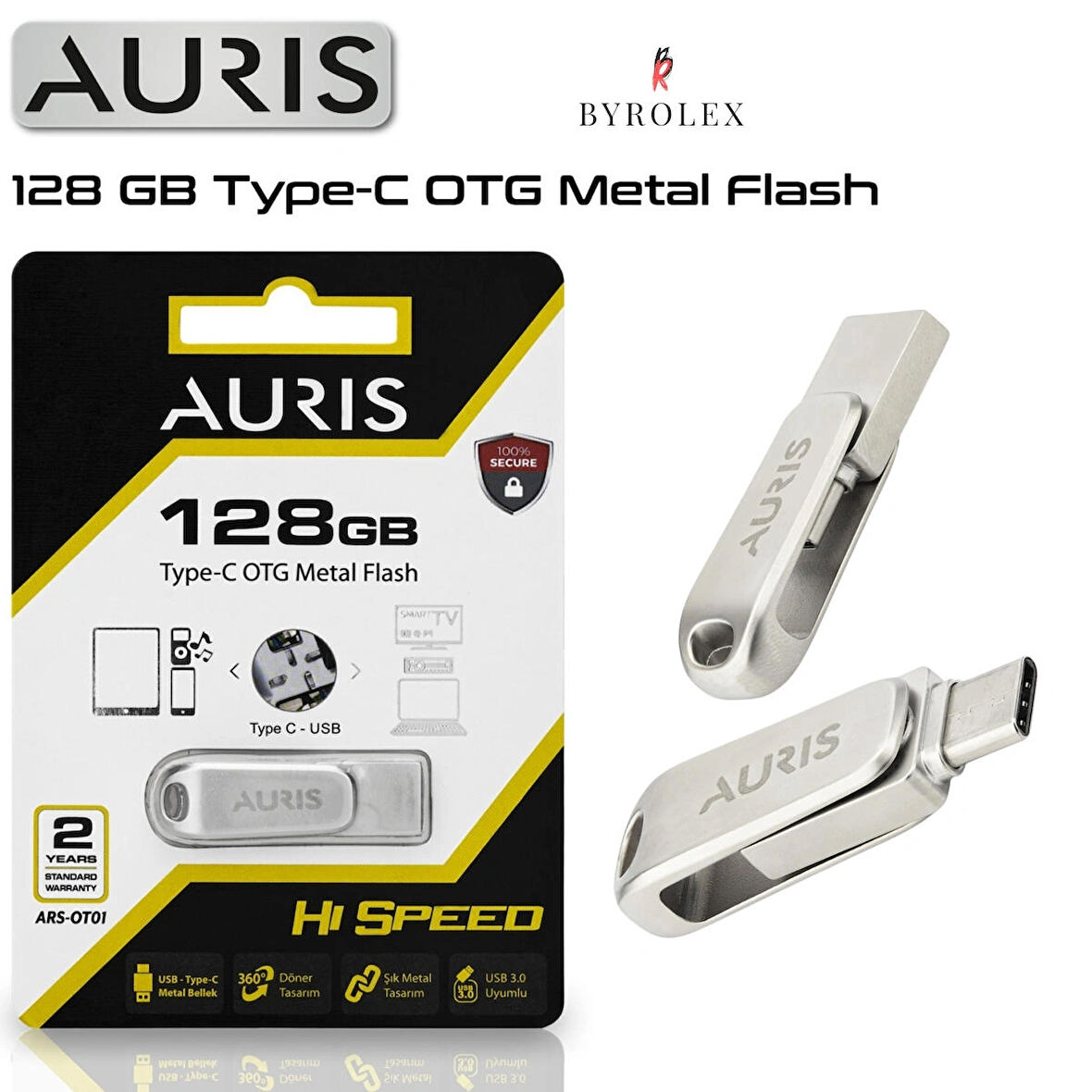 USB/TYPE-C 360 DERCE DÖNER METAL OTG FLASH BELLEK