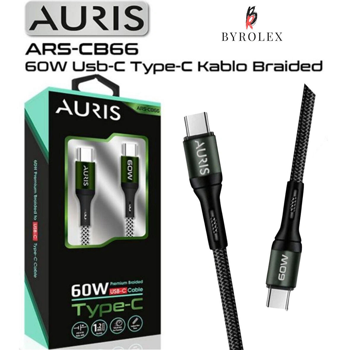 60W USB-C / TYPE-C BRAIDED ŞARJ KABLOSU