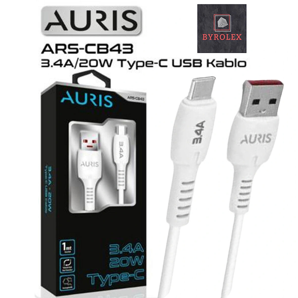 AURIS 3.4A / 20W - USB / TYPE-C ŞARJ VE DATA KABLOSU