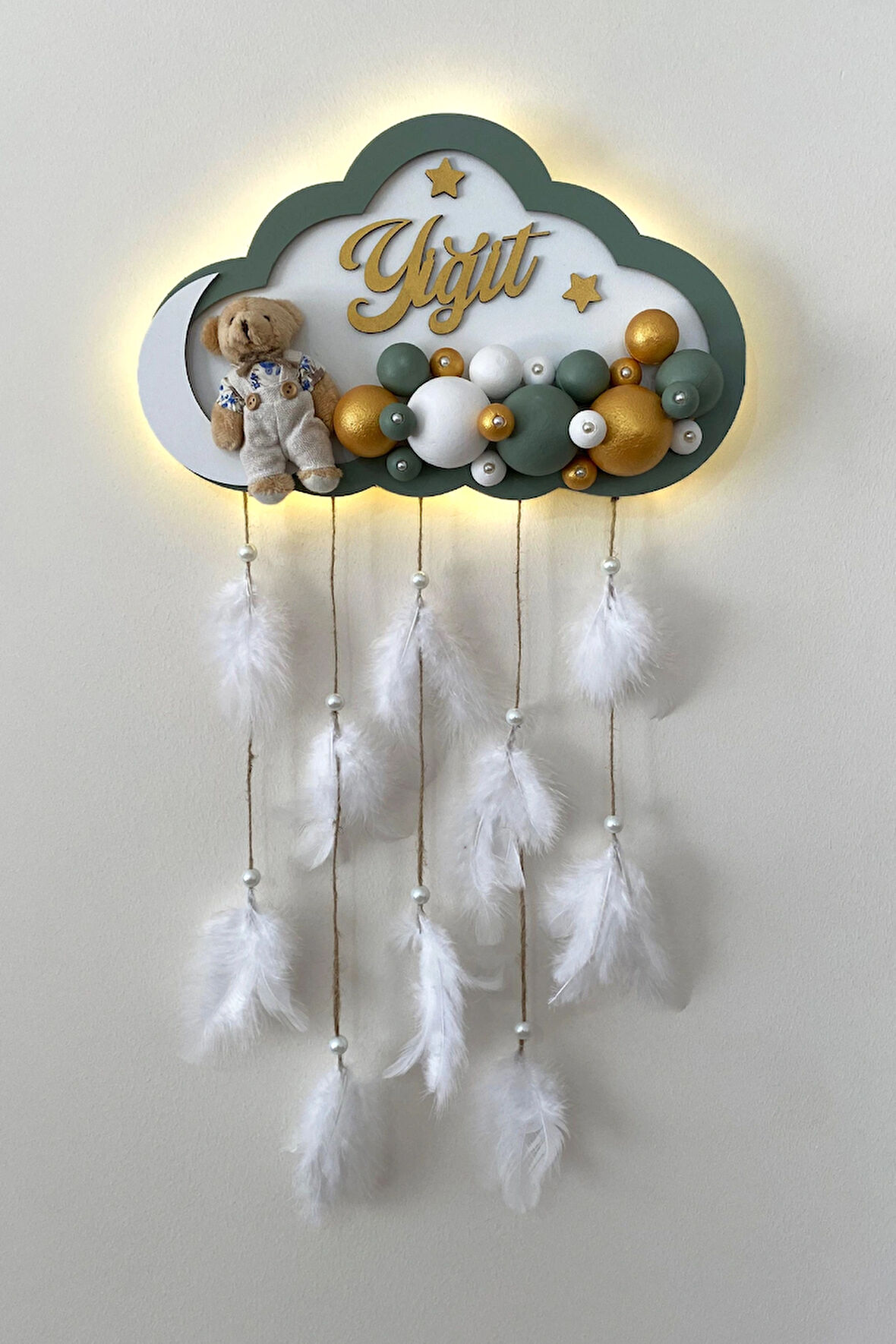 Bubble Ledli Bulut Bebek Kapı Süsü | Bebek Odası Duvar Süsü