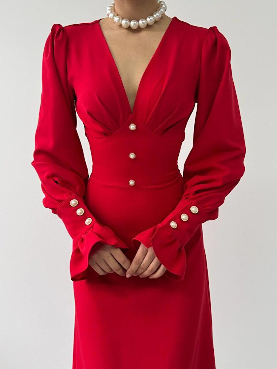 Meta Düğme Detaylı Elbise