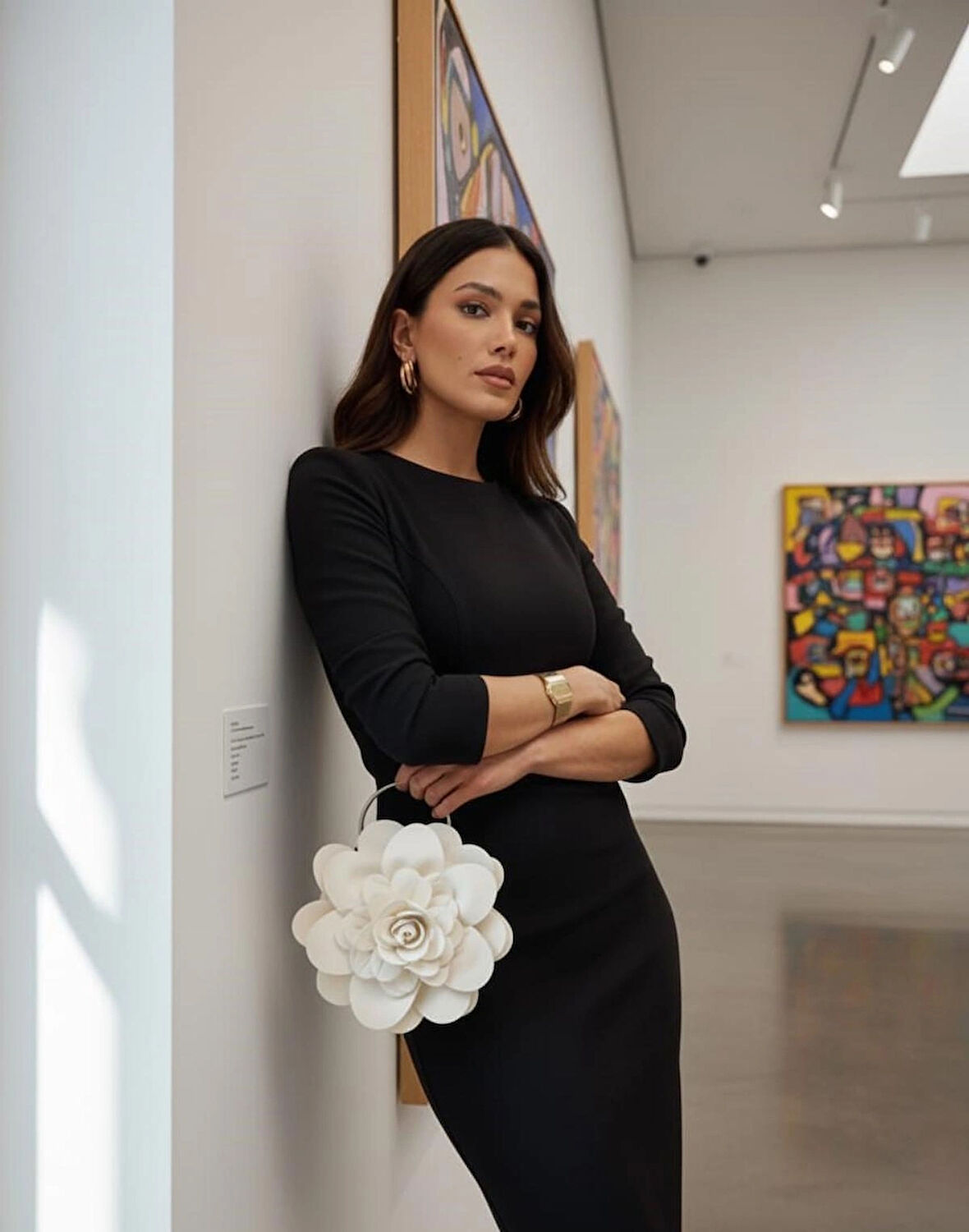 Beyaz Kumaş Gümüş Metal Saplı Gül Çiçek Çanta El Çantası Aksesuar Abiye Günlük Şık Kadın Çantası