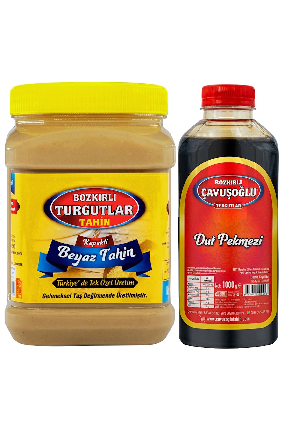 Tek Kavrulmuş  Kepekli Beyaz Tahin 930 g + Dut Pekmezi 1000g