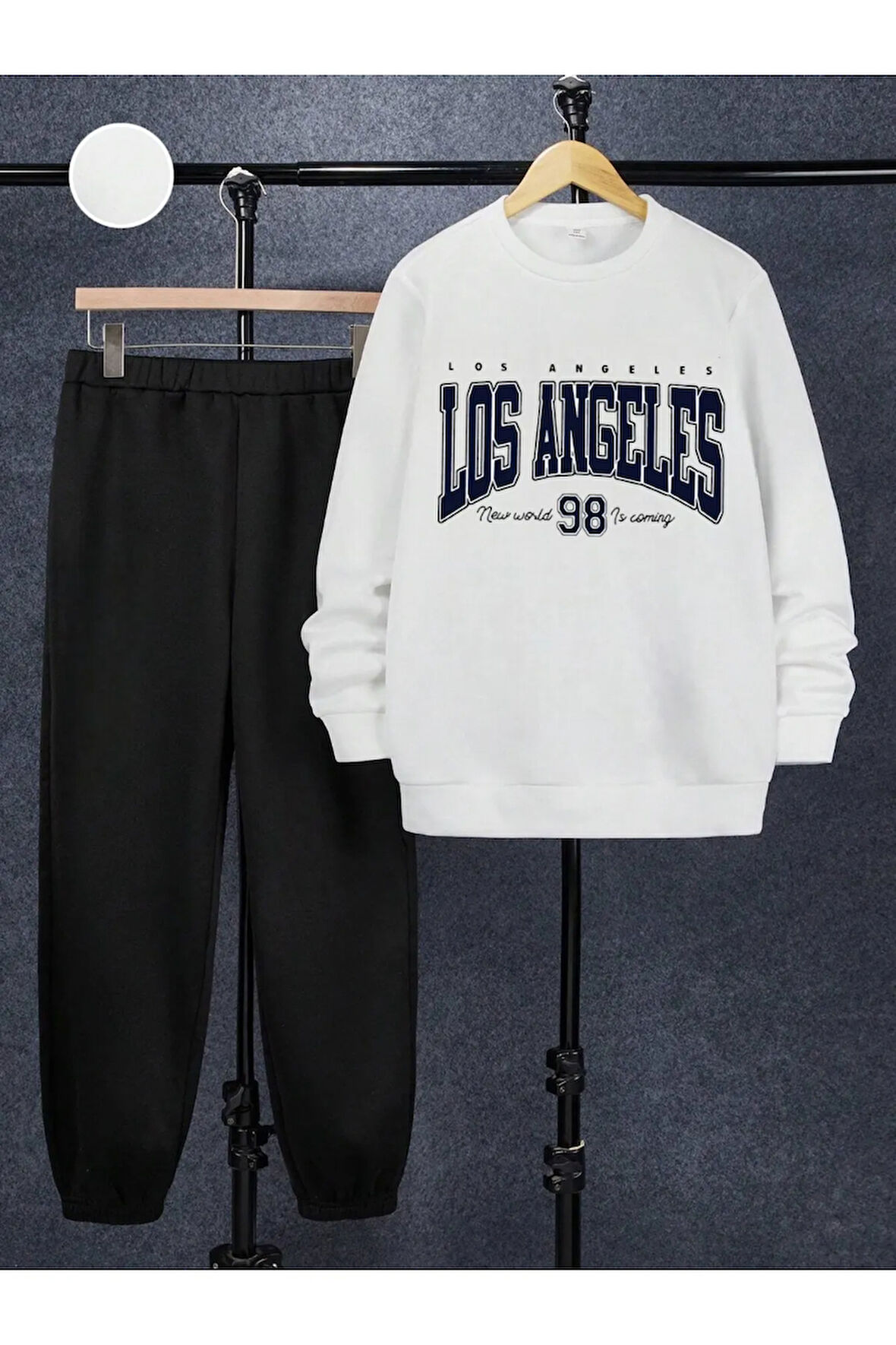 Los Angeles Baskılı Oversize Sweatshirt Çocuk Eşofman Takımı 2 İplik