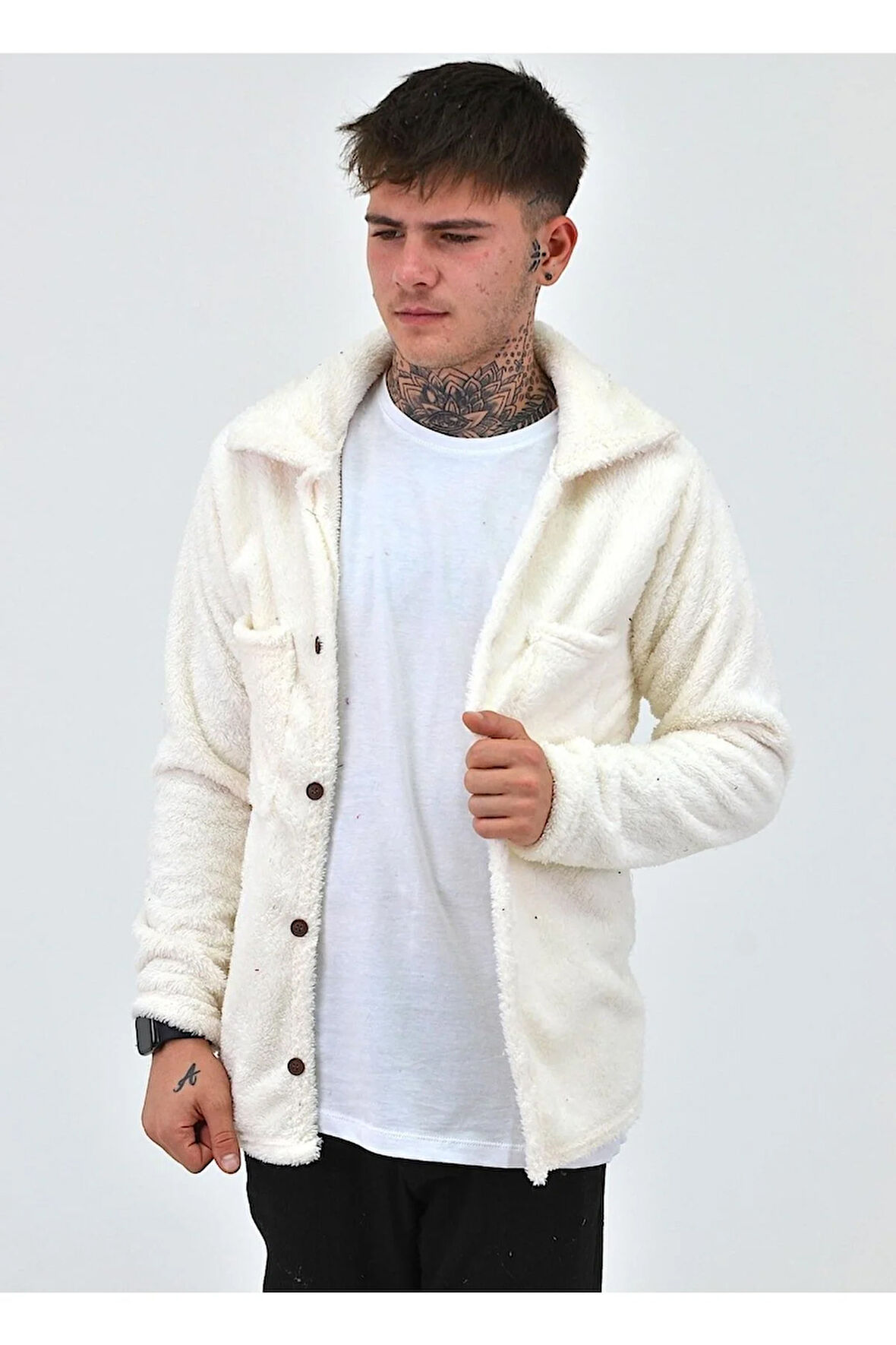 Unisex Beyaz Peluş Polar