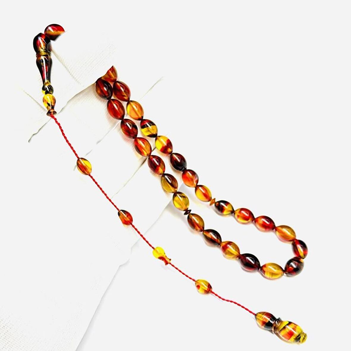 Sistemli Beyzi Model 7-10mm Ateş Sıkma Kehribar Tesbih