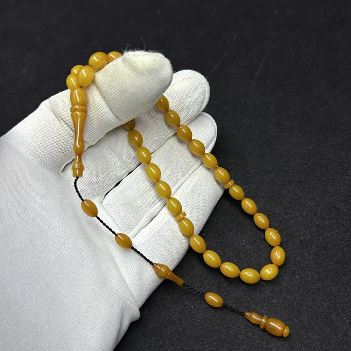 İzmur Usta İşi Sistemli Beyzi Model 6-8mm Sıkma Ateş Kehribar Tesbih