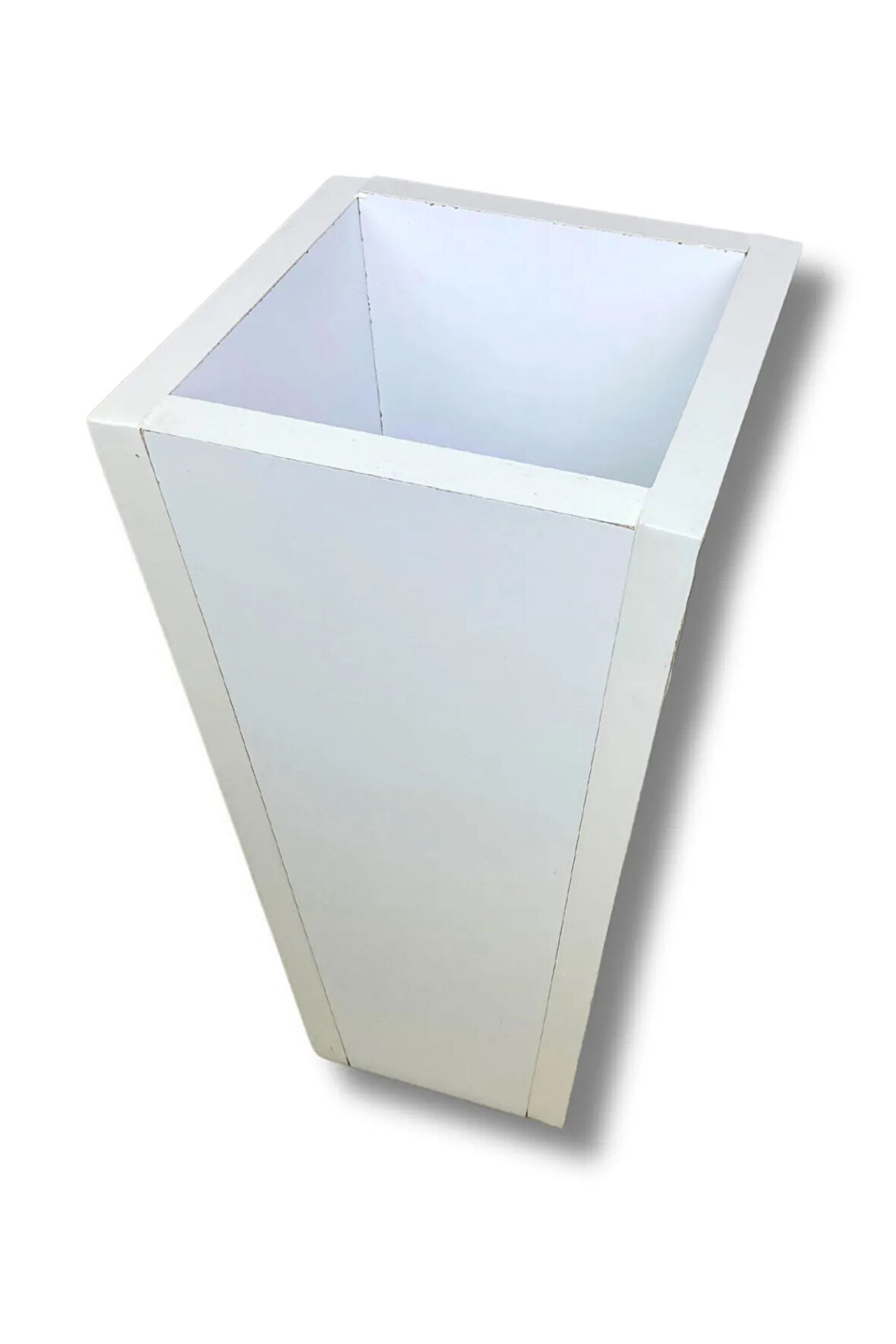 Beyaz Ahşap Mdf Vazo Saksı 19x19x38 Cm Iç Mekan Saksısı