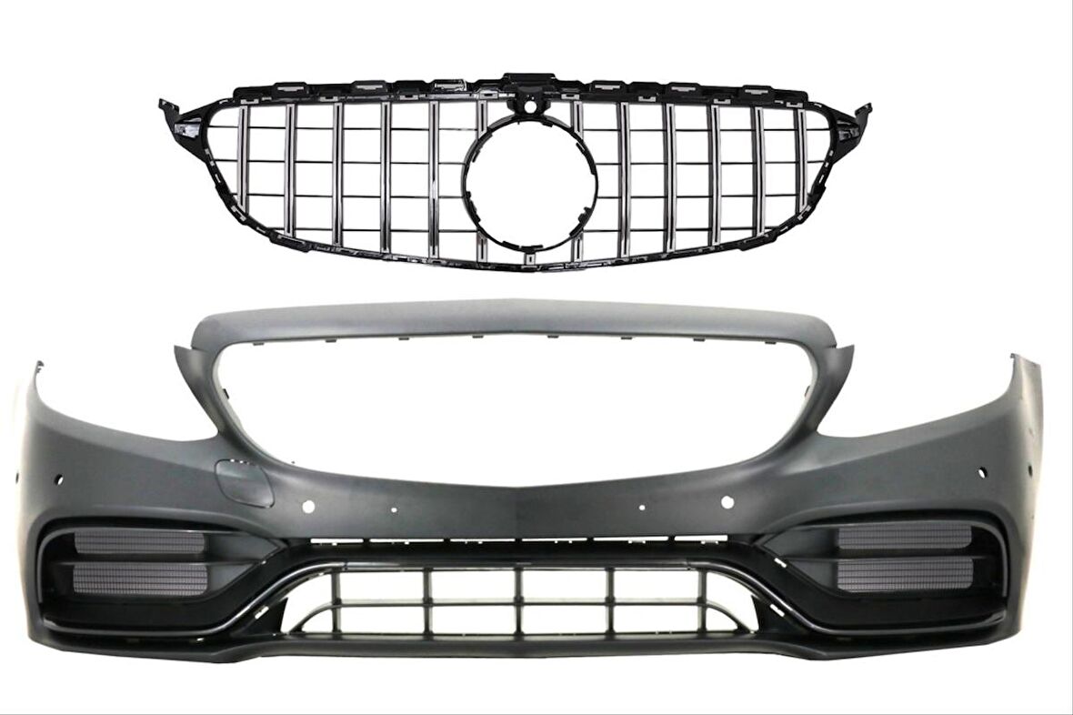 W205 C SERİSİ İÇİN C63 GÖRÜNÜM ÖN TAMPON PANJUR (SILVER TRIM)-GTR PANJUR İLE