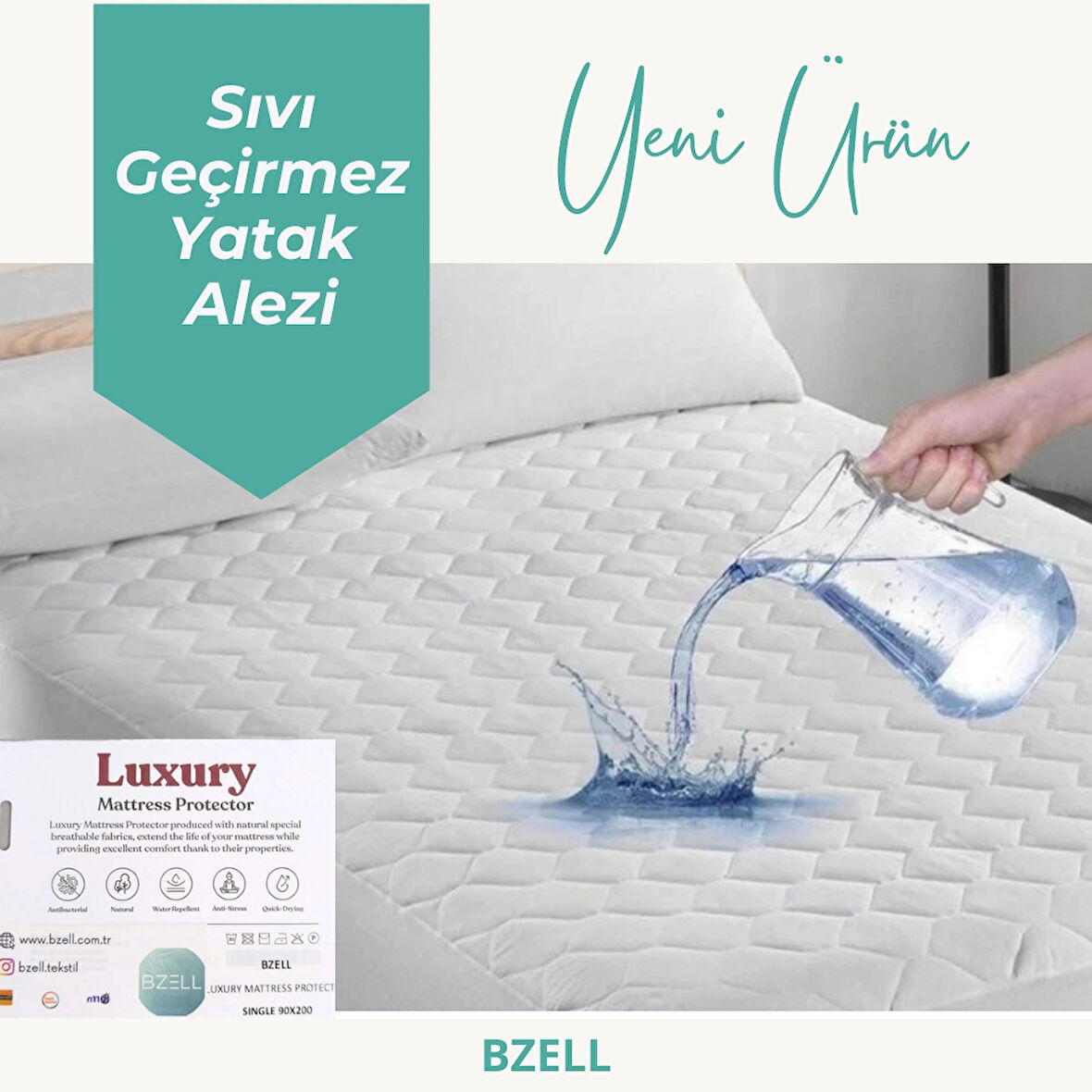 Sıvı Geçirmez Çift Kişilik Yatak Alezi-(160*200)