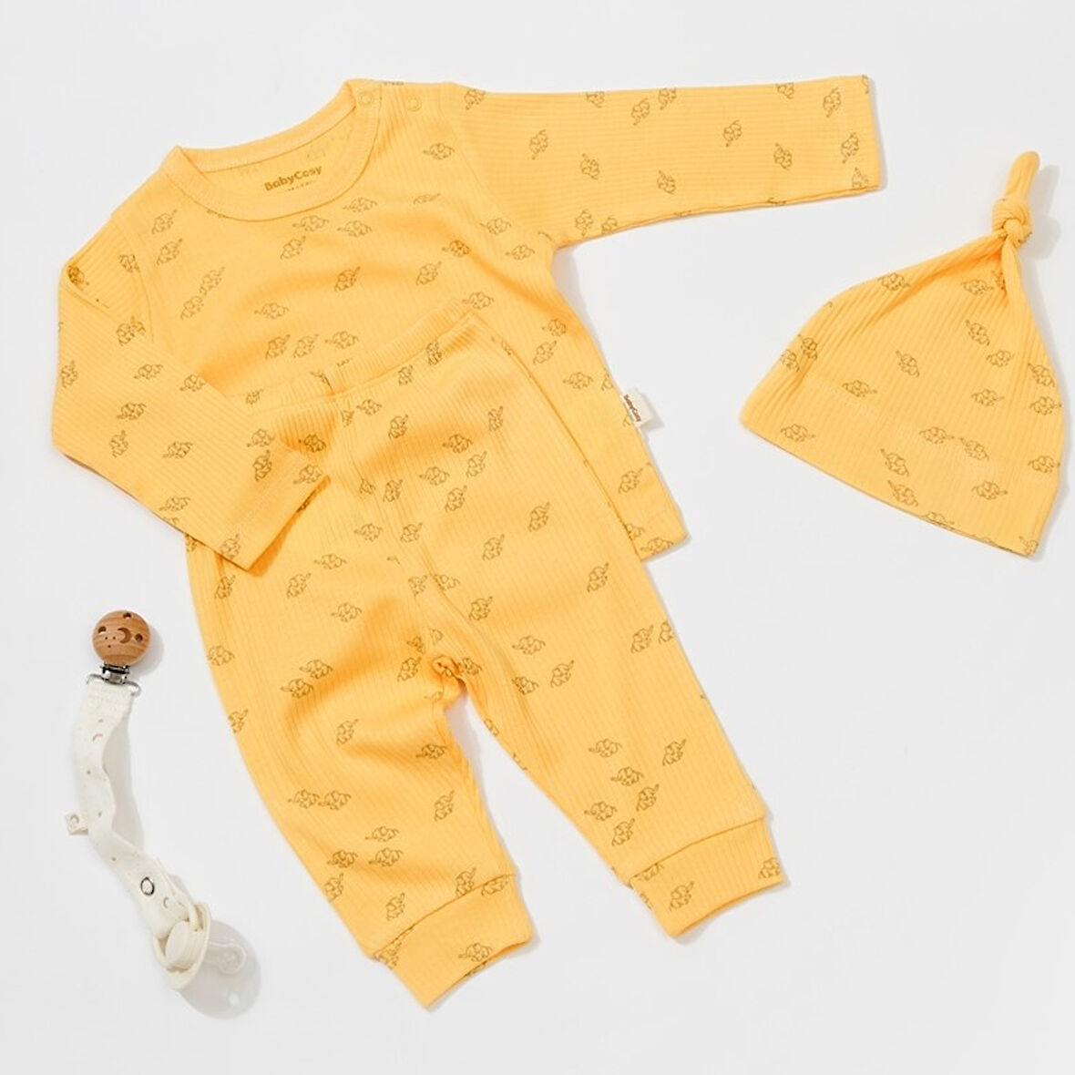 3'lü Takım Pantolon-Tişört-Şapka 25502 Limon