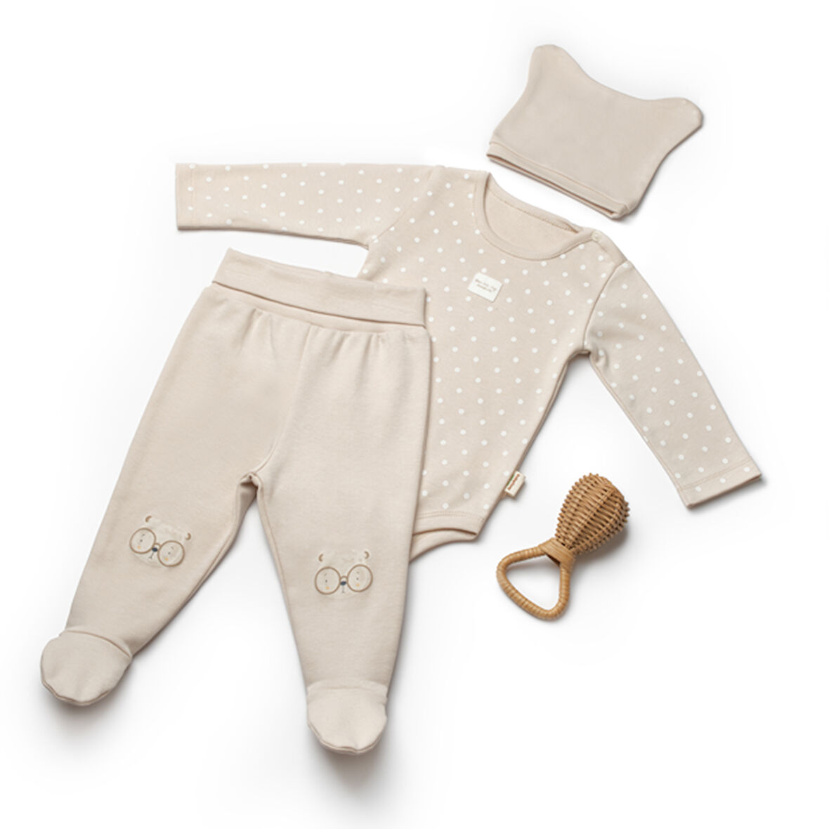 3'lü Takım ( Pantolon-Zıbın-Şapka ) 8113 Vizon
