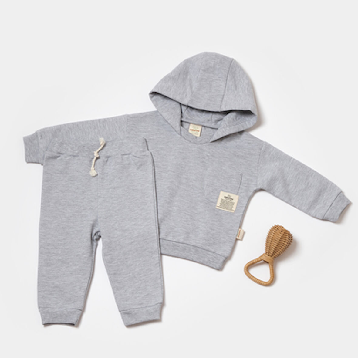 Kapişonlu Sweatshirt & Pantolon Takım 8000 Gri